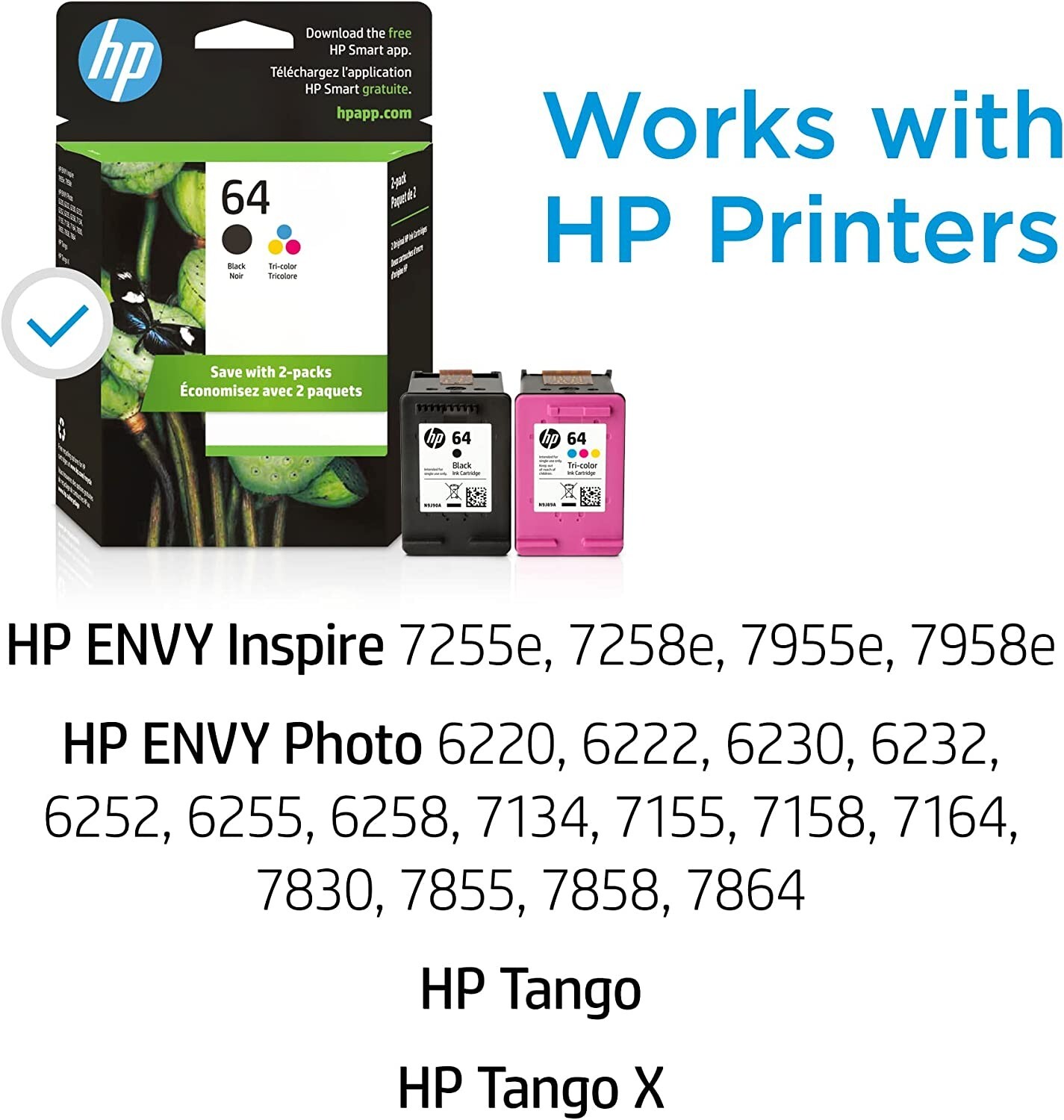 Genuine Brand New HP 64 Black & Tri Color Ink Cartridge 2 Pack EXP 2024