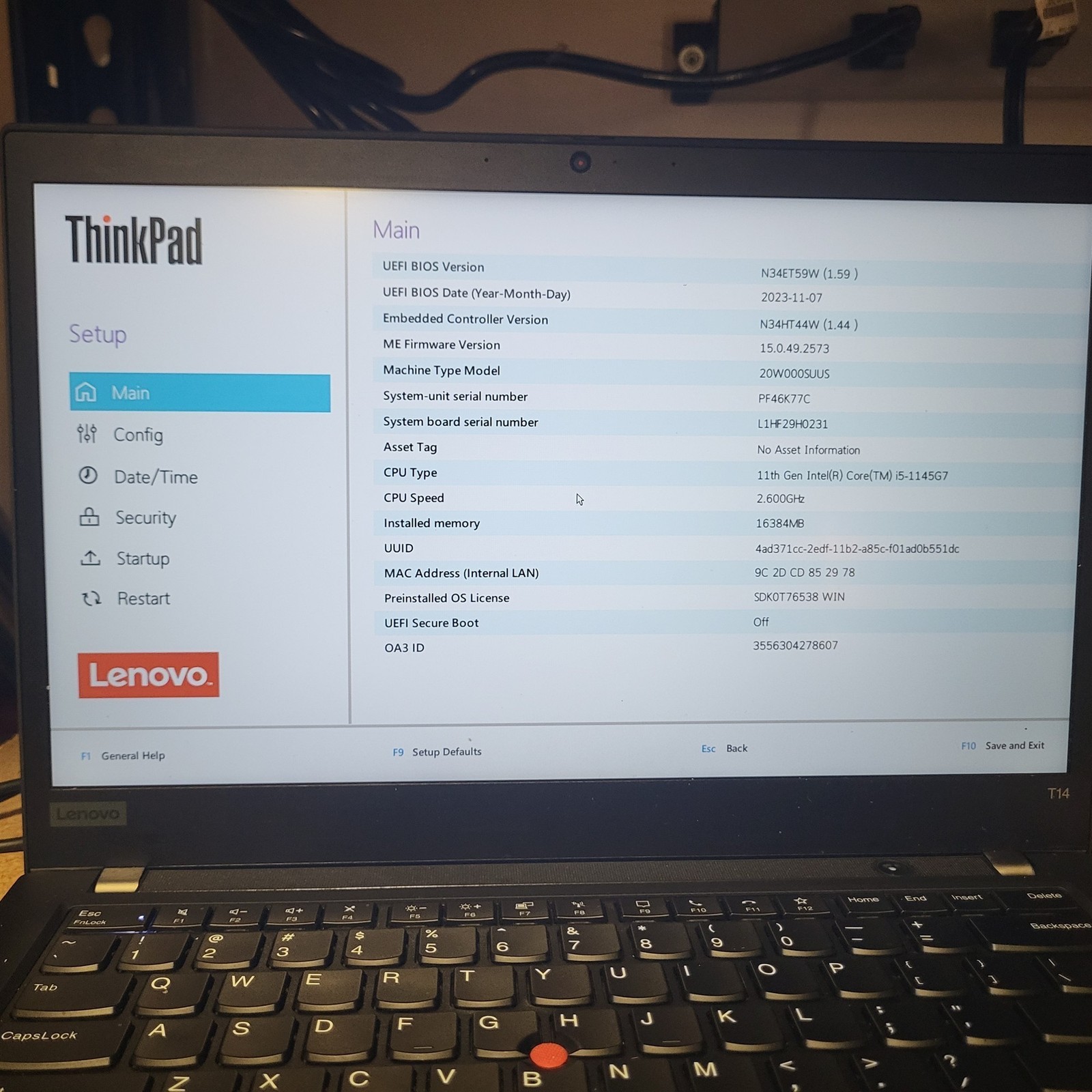 Scratched LCD Lenovo ThinkPad T14 Gen 2 Intel i5-1145G7 2.6GHz 16GB 512GB SSD