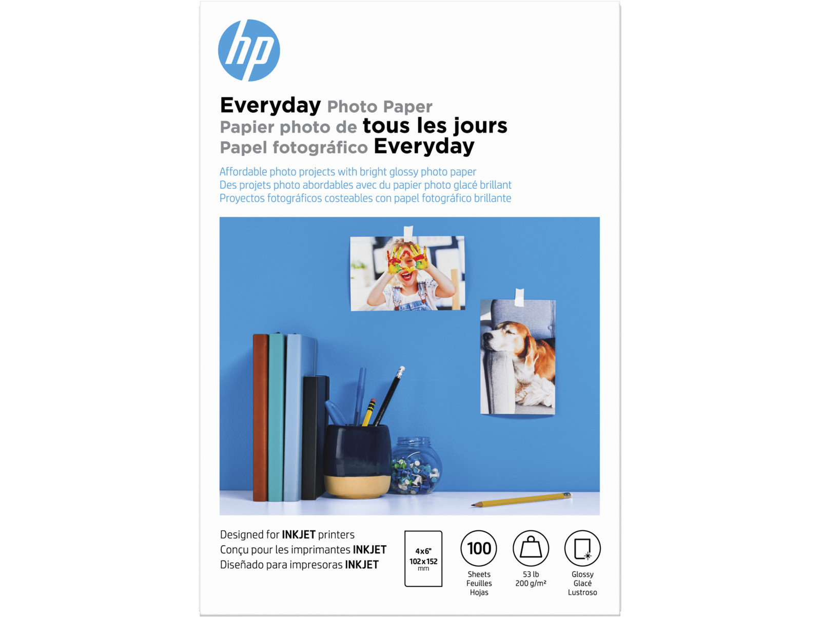 HP Everyday Glossy Photo Paper | 100 Sheets | 4 x 6 in | CR759A
