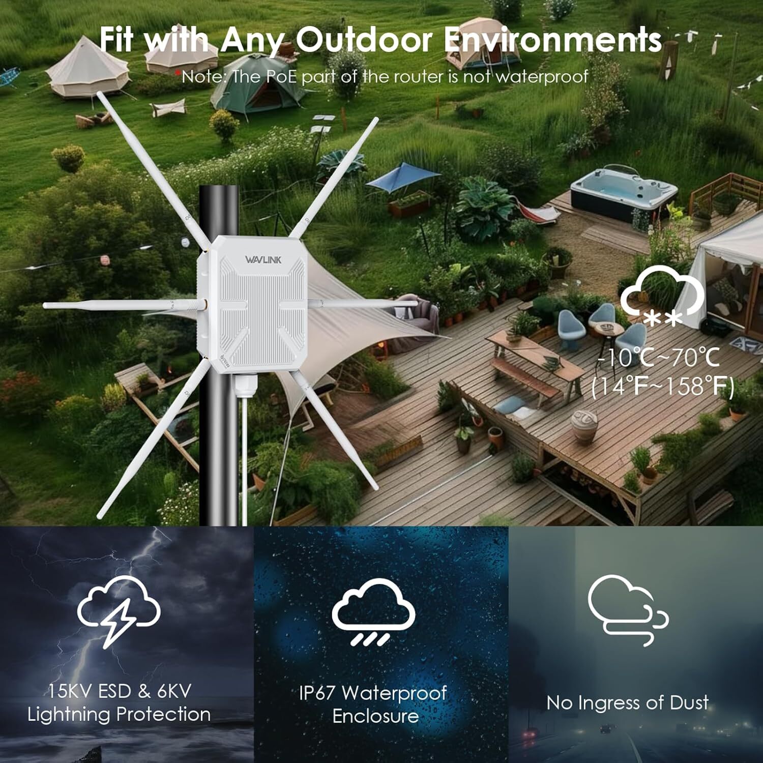 AX3000 WiFi Extender Internet Booster WiFi 6 Router Outdoor AX1800 Repeater