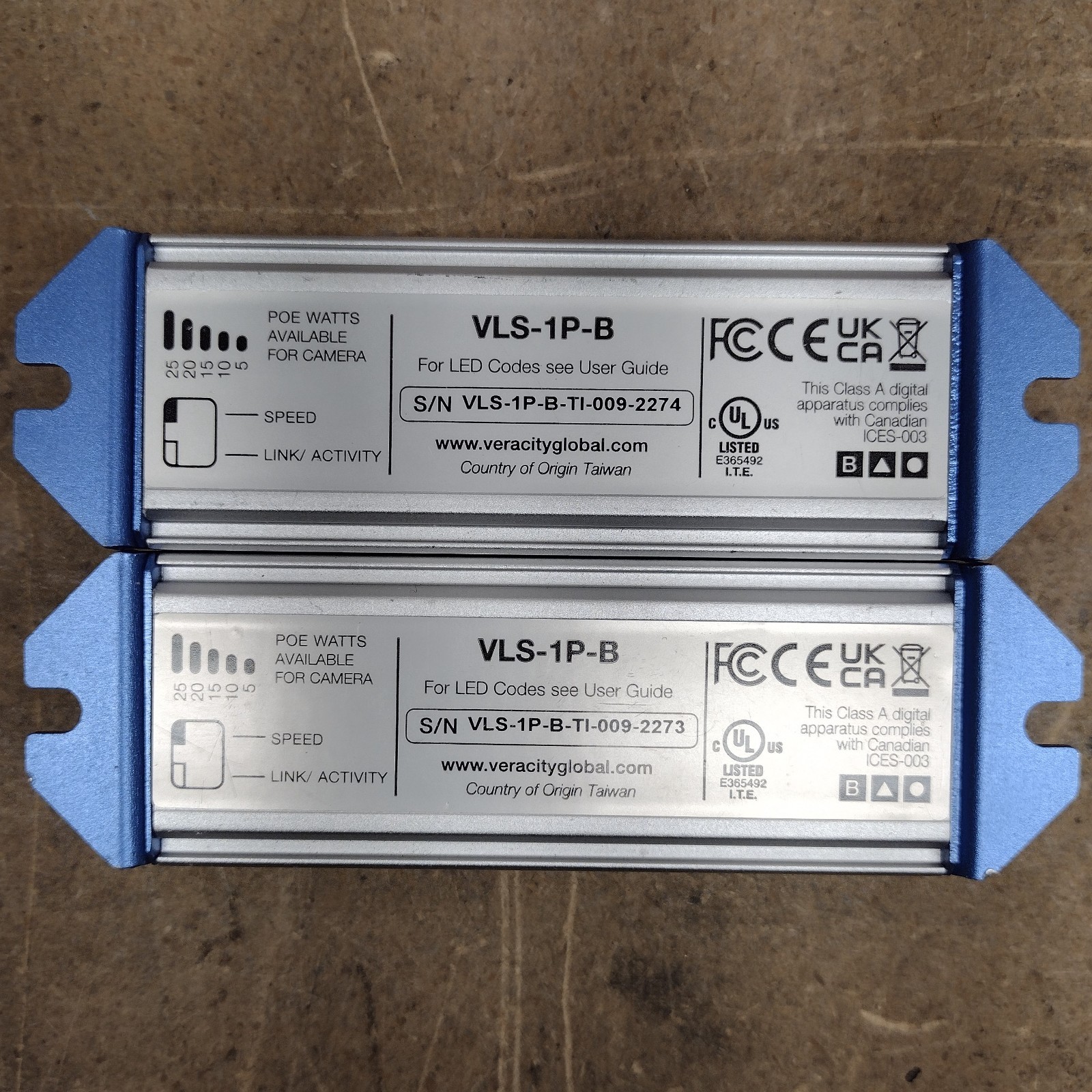 Lot of 2 – Veracity VLS-1P-B Longspan Base Side Network – USED
