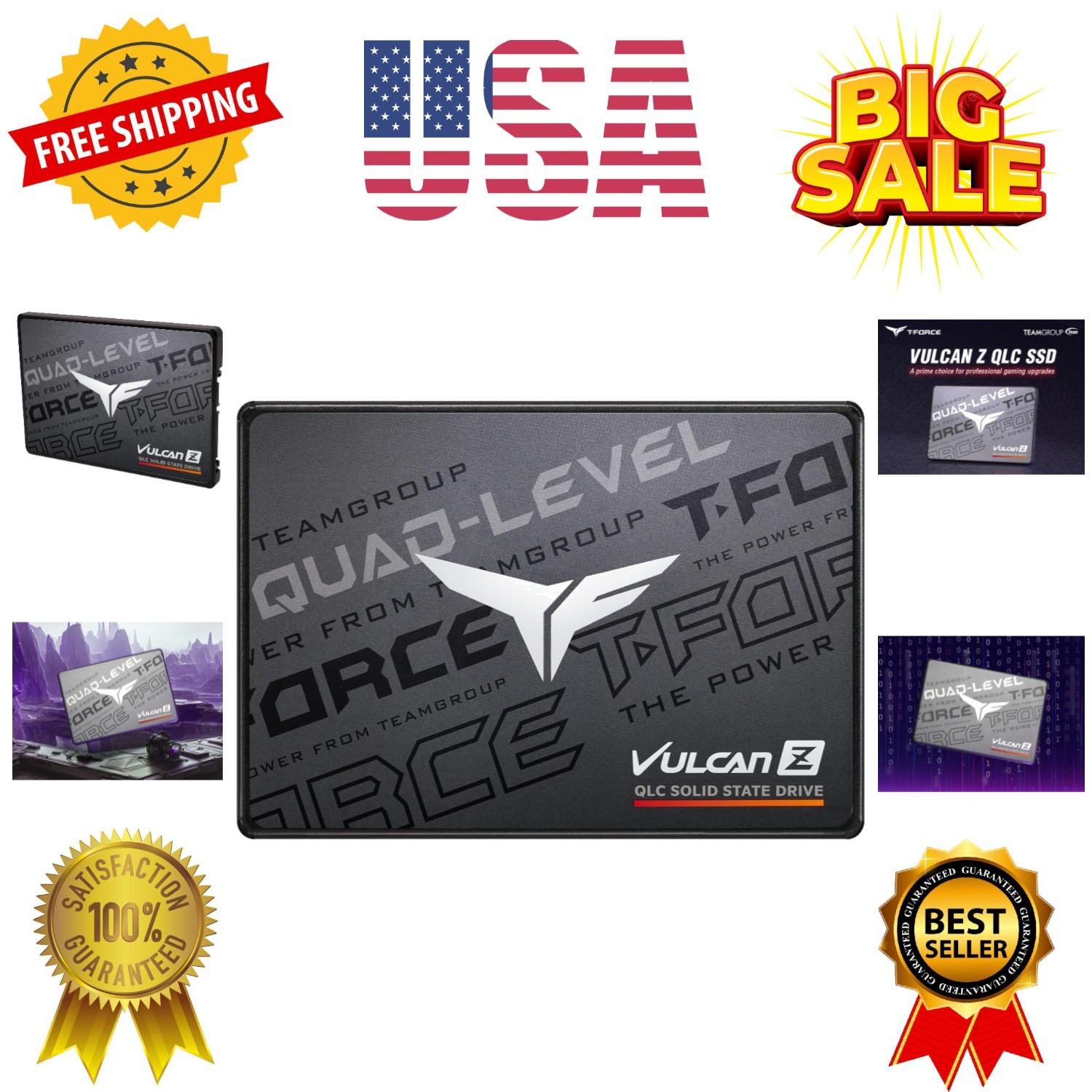 T-Force Vulcan Z 1TB SLC Cache 3D NAND QLC 2.5 Inch SATA III Internal Solid S…