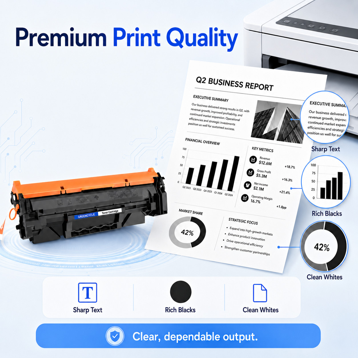 1PK High Yield TN660/TN630 Toner for Brother HL-L2380DW MFC-L2700DW Black
