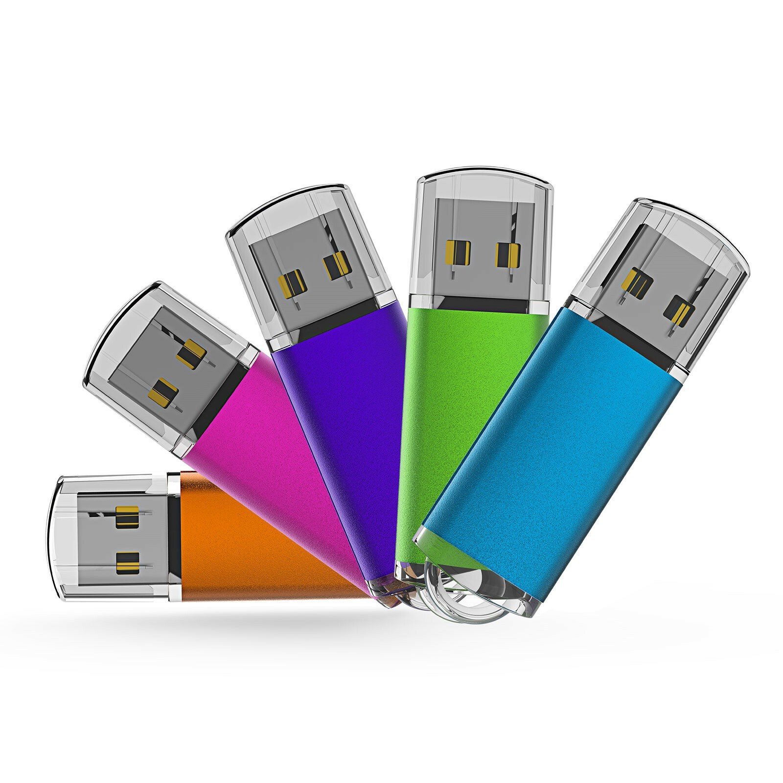 5PCS Rectangle USB2.0 Flash Drives Mixed Color 1GB-32GB Bulk Storage Pen Drive