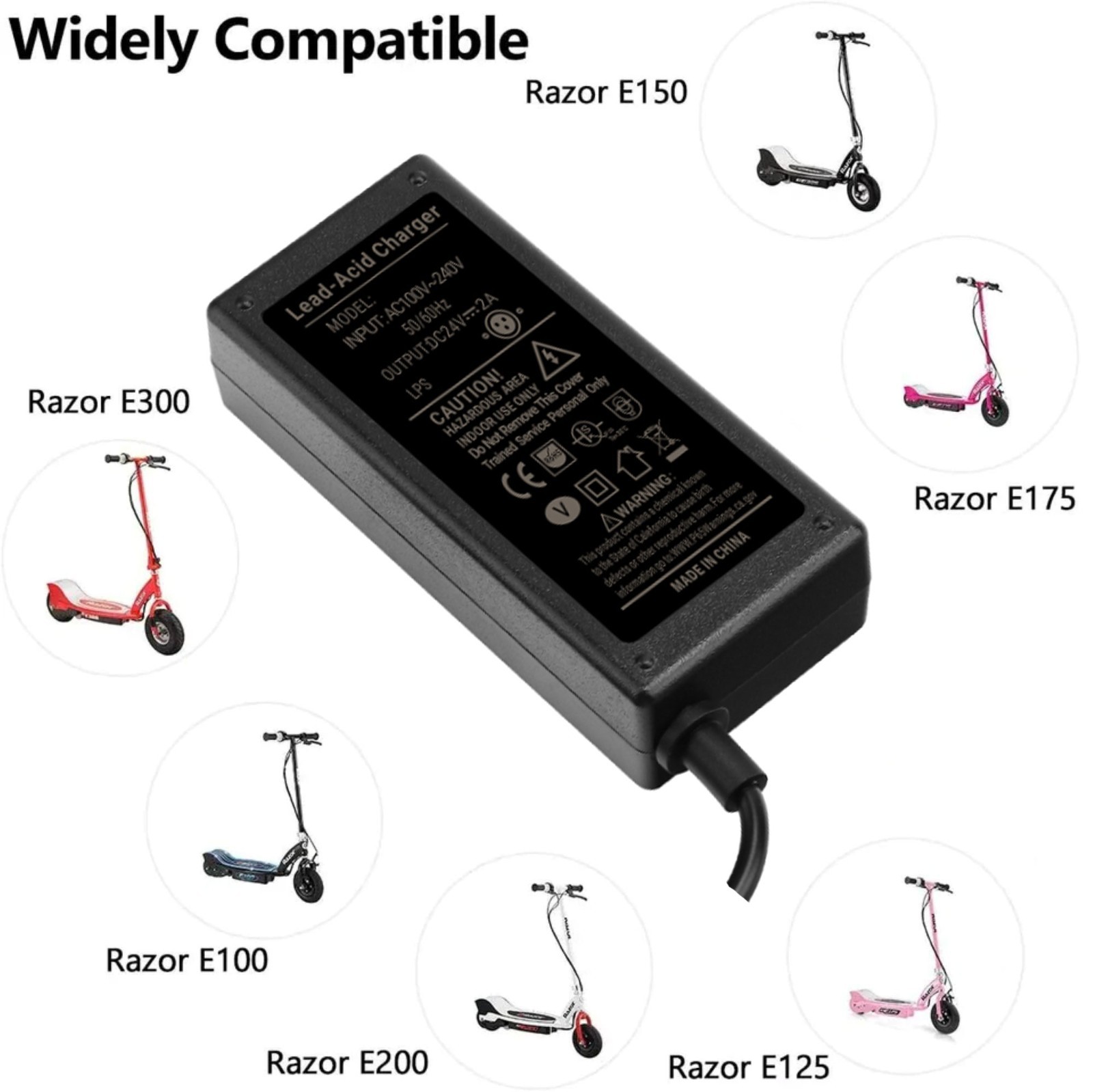 24V Charger For Razor E100 E200 E300 E125 E150 E500 E300S PR200 MX350 CC2420