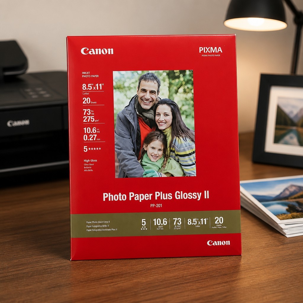 Canon Photo Paper Plus Glossy II, 8.5 x 11 Inches, 20 Sheets PP-201 Brand New