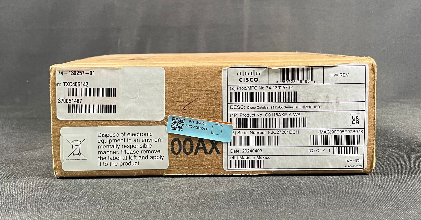 Cisco Refresh C9115AX Series C9115AXE-A Wi-Fi 6 Wireless Access Point 4×4:4 MIMO