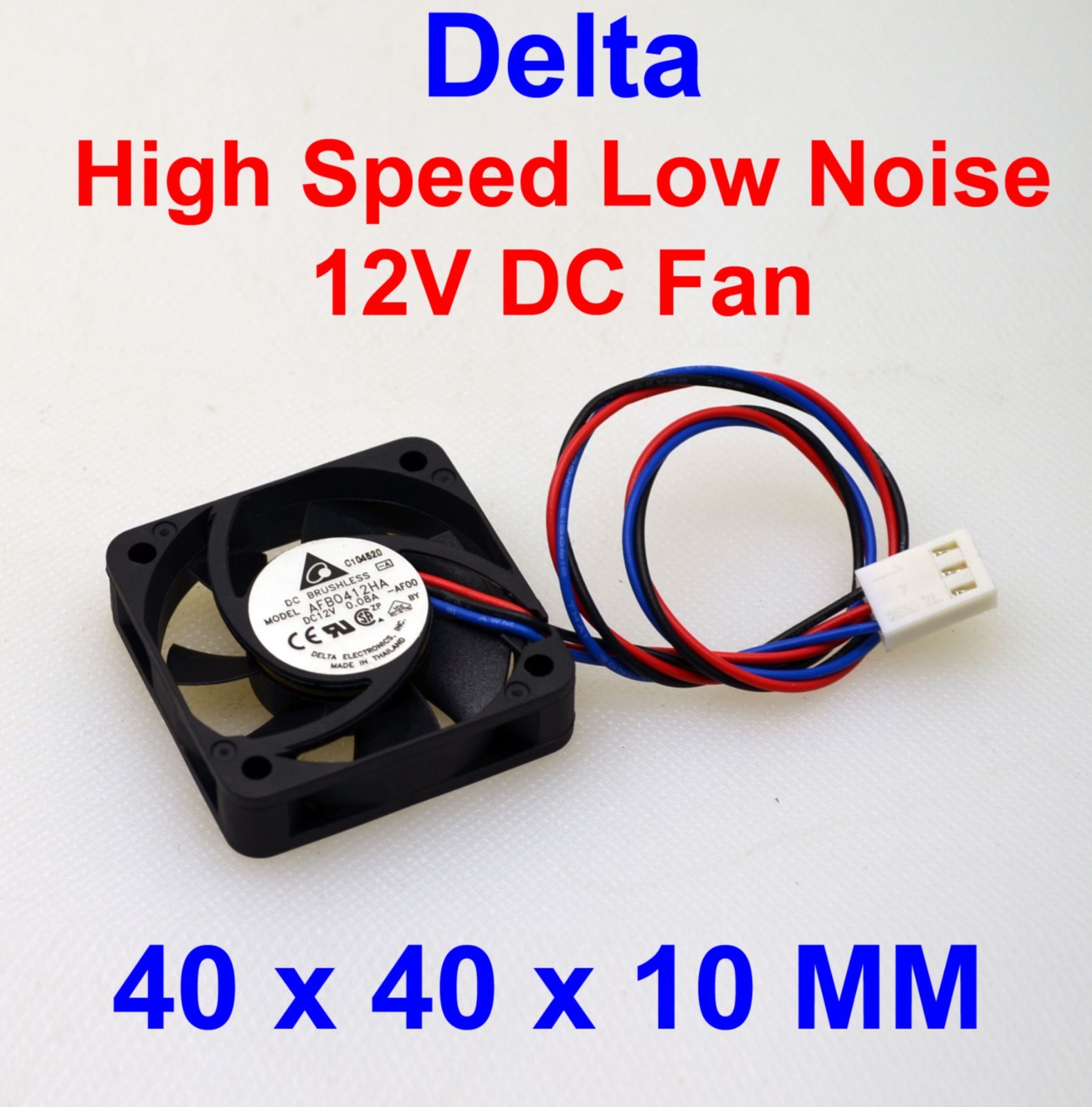 6000RPM BRAND NAME Delta Slim AFB0412HA-AF00 12V 3-PIN 40mm x 10mm Fan