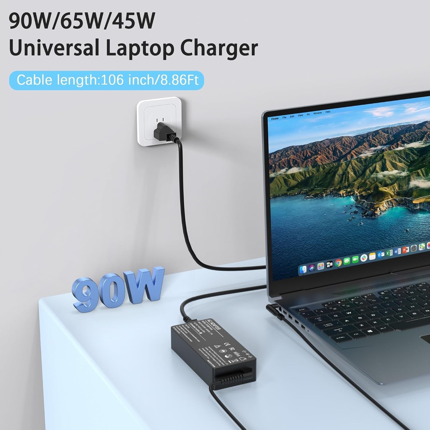 90W Universal Laptop Charger with HP Dell Len OVO ASUS So ny Toshiba Acer Fuj…