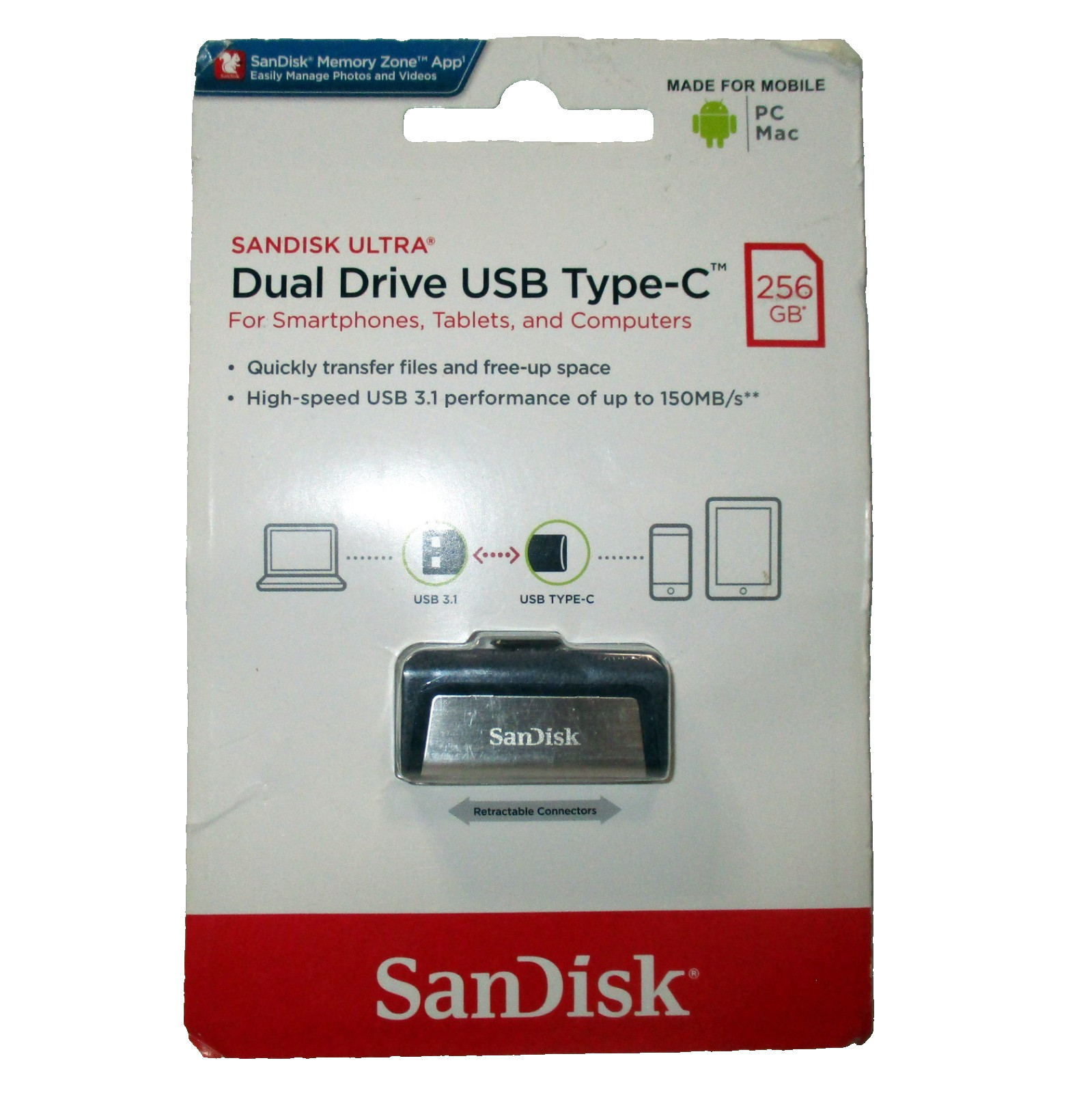 SanDisk 256GB Ultra Dual Drive USB Type-C Flash Drive Smartphones Computers