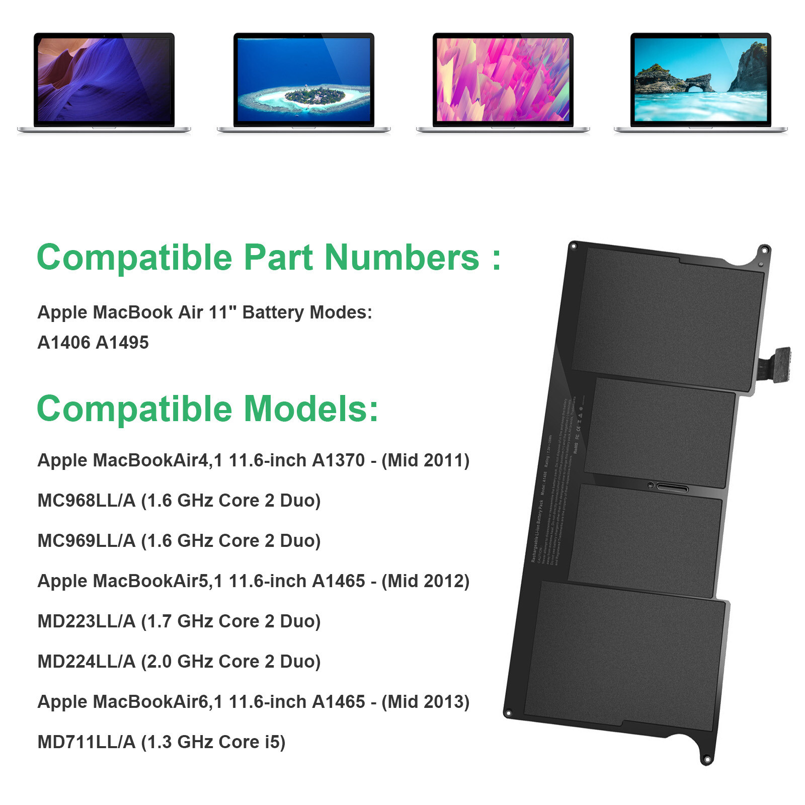 A1406 Battery for Apple MacBook Air 11in A1370 A1465 Mid 2012 2013 2011 Notebook