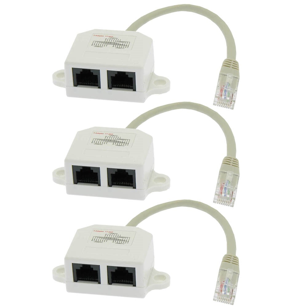 3x Cat5E RJ45 Type 7 Cable Wire Splitter Adapter 10/100 BaseT 1 Male to 2 Female