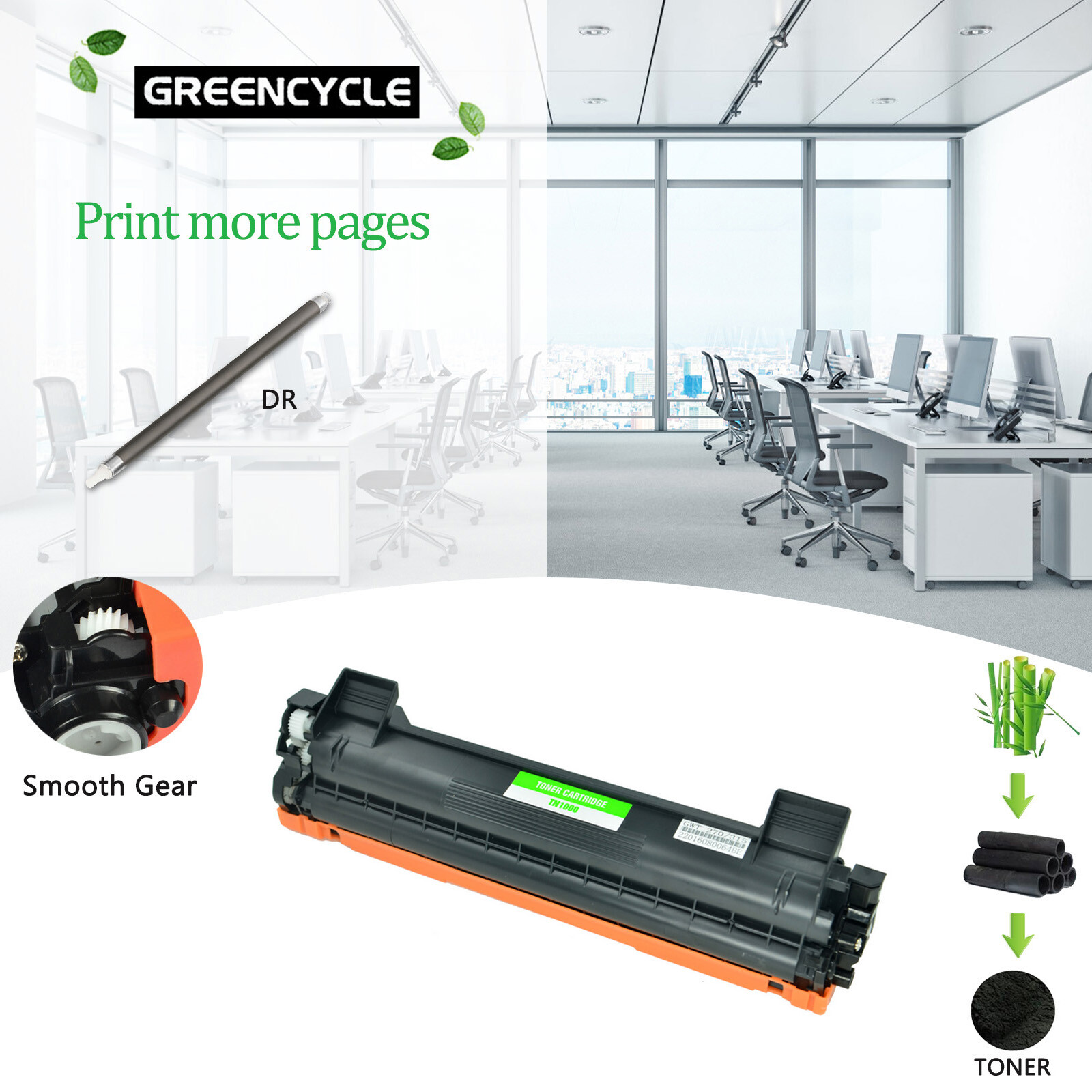 4 TN1000 Toner & 1 DR1000 Drum Fits for Brother HL-1110 HL-1110R MFC-1810 1810R