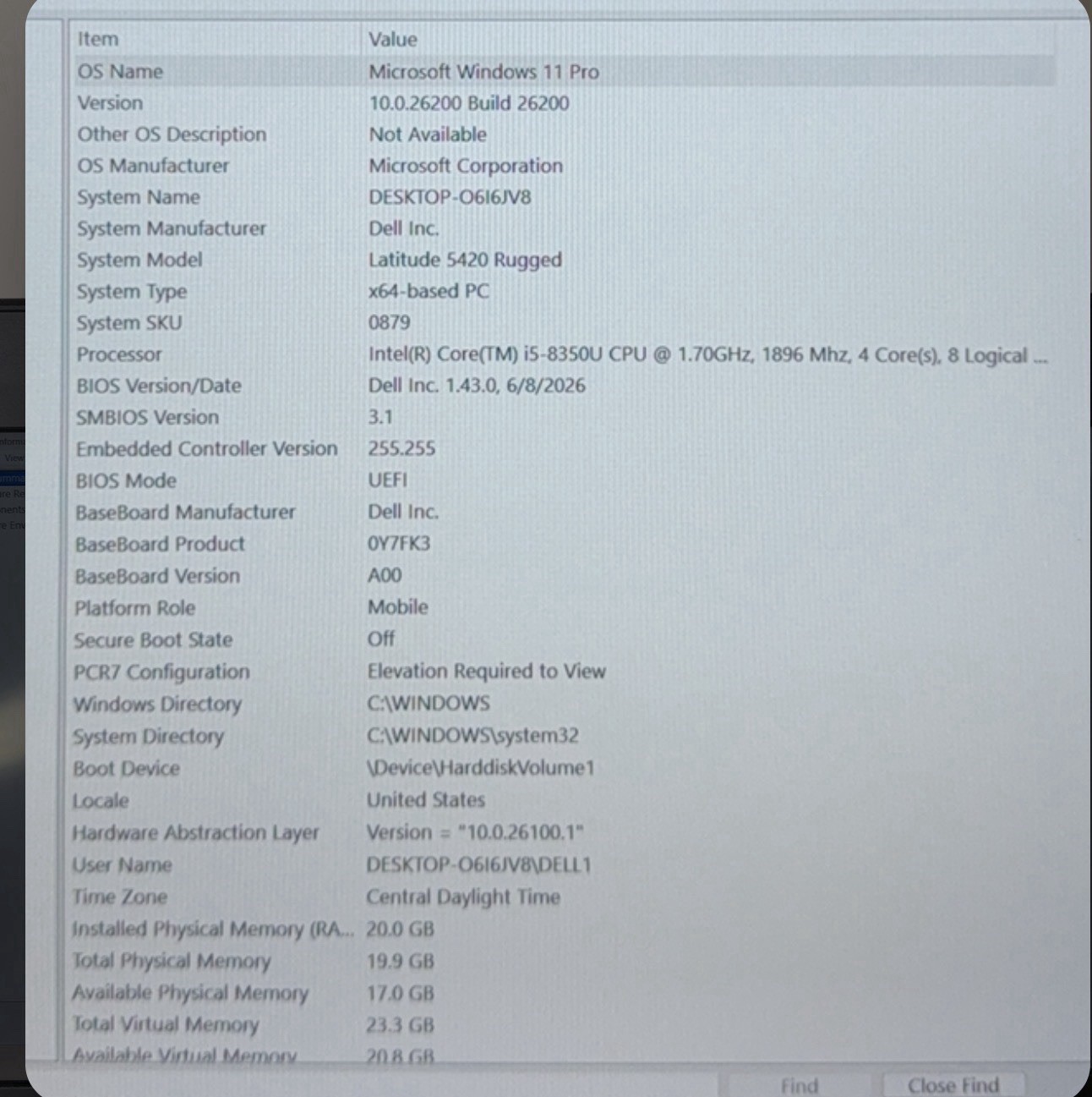 Dell Latitude 5420 Rugged 14″ i5-8350U 1.70GHZ 20GB RAM 512GB NVMe Win11Pro