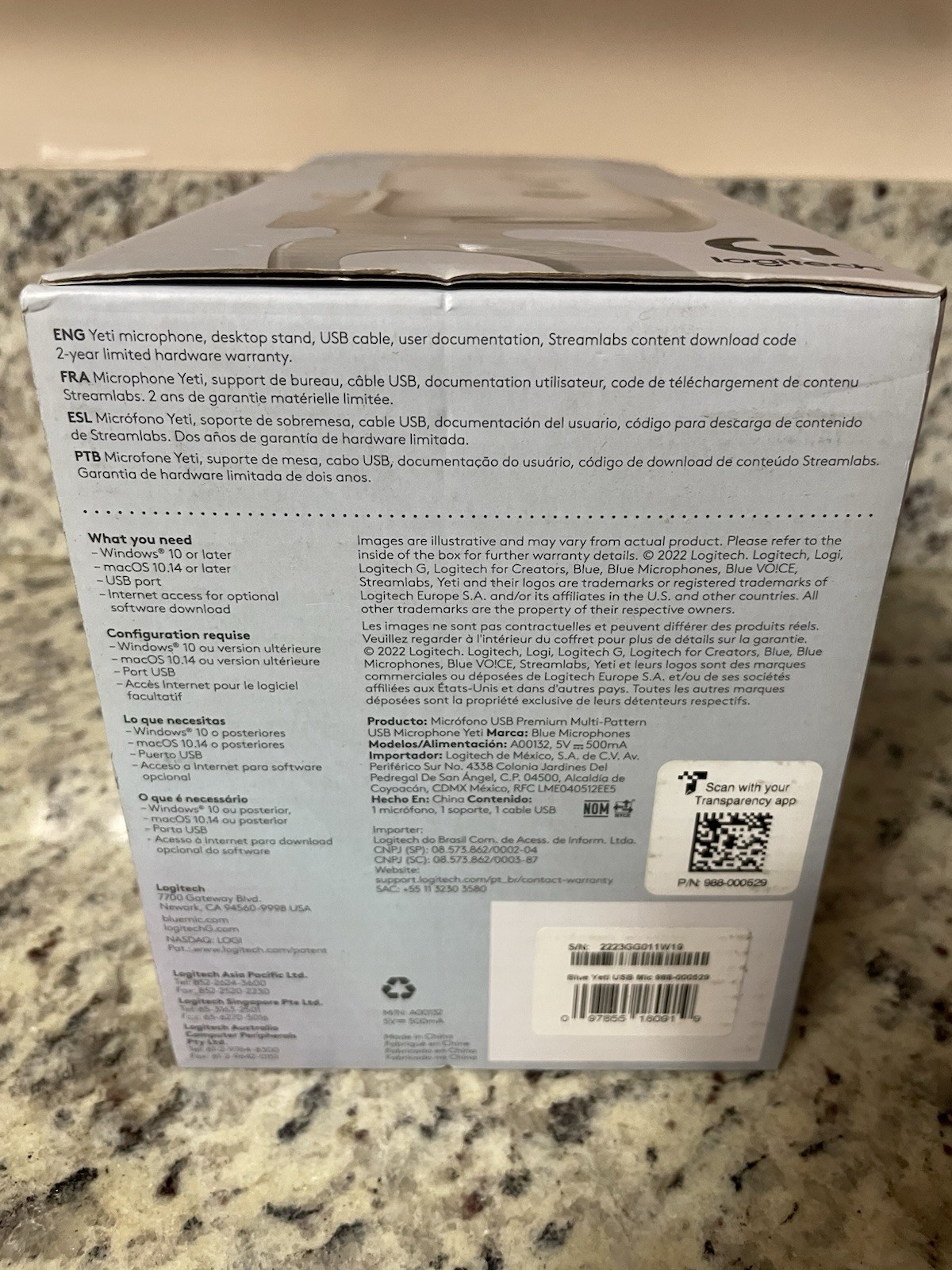 Logitech Creators Blue Yeti USB Microphone Studio Sound Plug & Play-White Mist