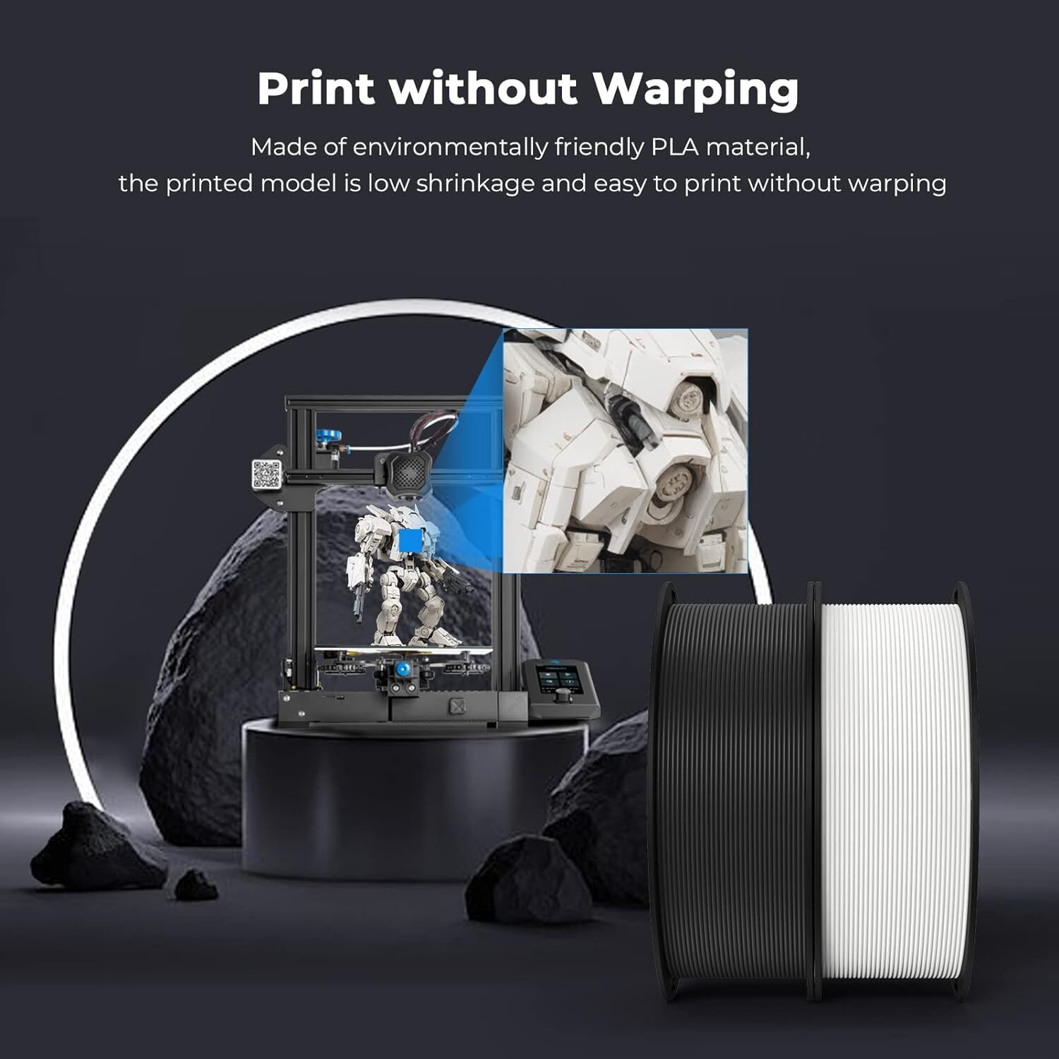 2 Pack Creality 3D Printer Filament 1.75mm 2KG Ender PLA Filament for 3D Printer