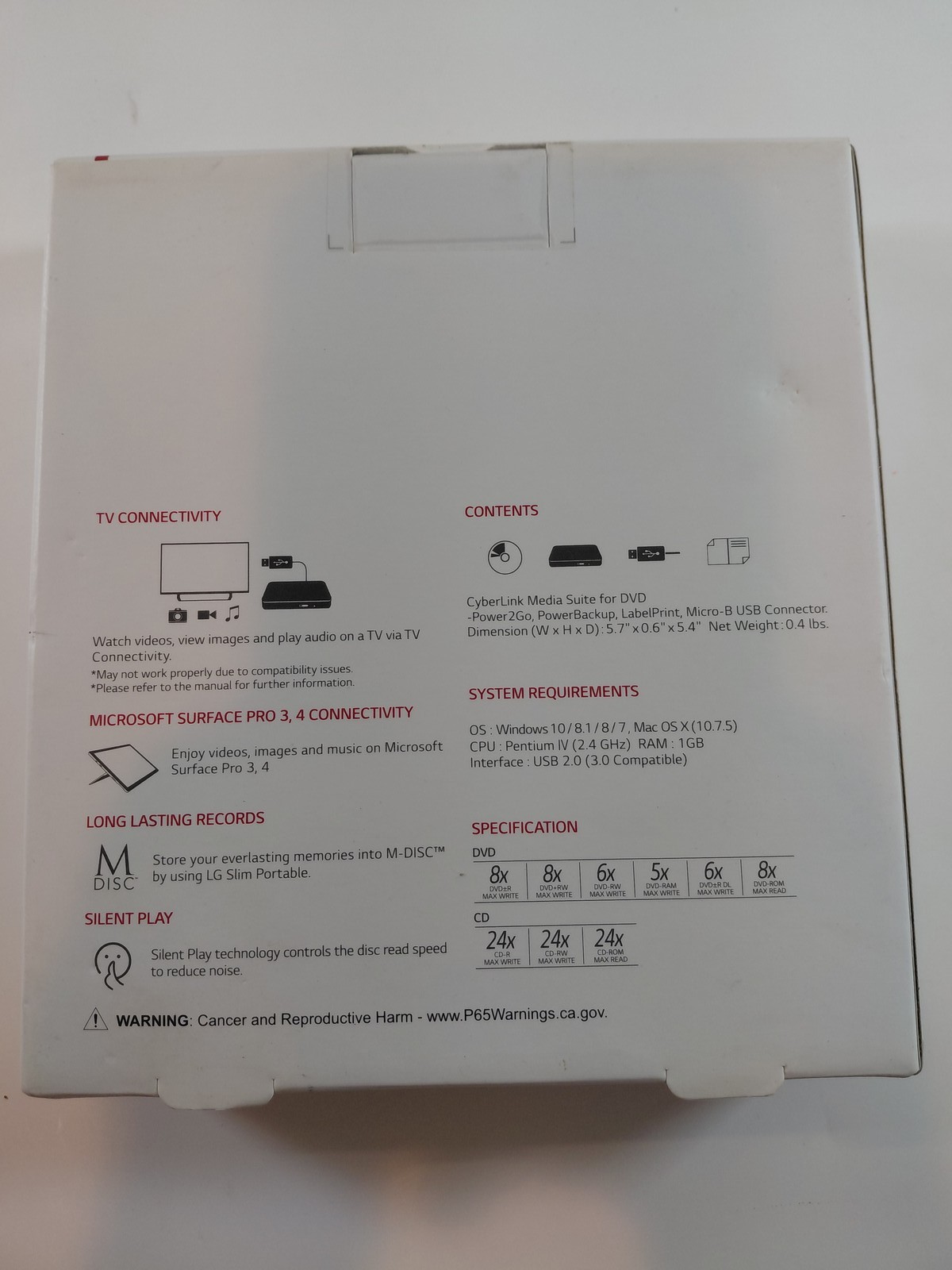 LG Ultra Slim Portable DVD Writer SP80ONB80 USB External for Mac & Windows