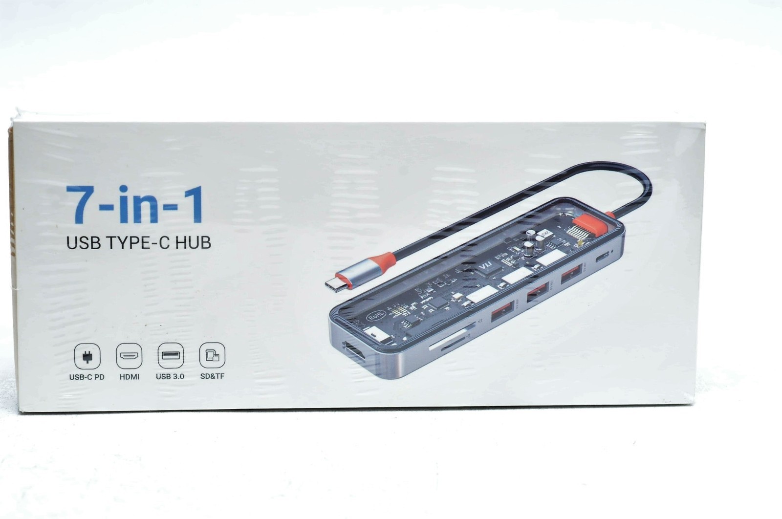 USB-C Hub (7-in-1) 100W PD3.0 Charge, 4K 60Hz 2K 144Hz HDMI 2.0, 3 x 5Gbps TF SD