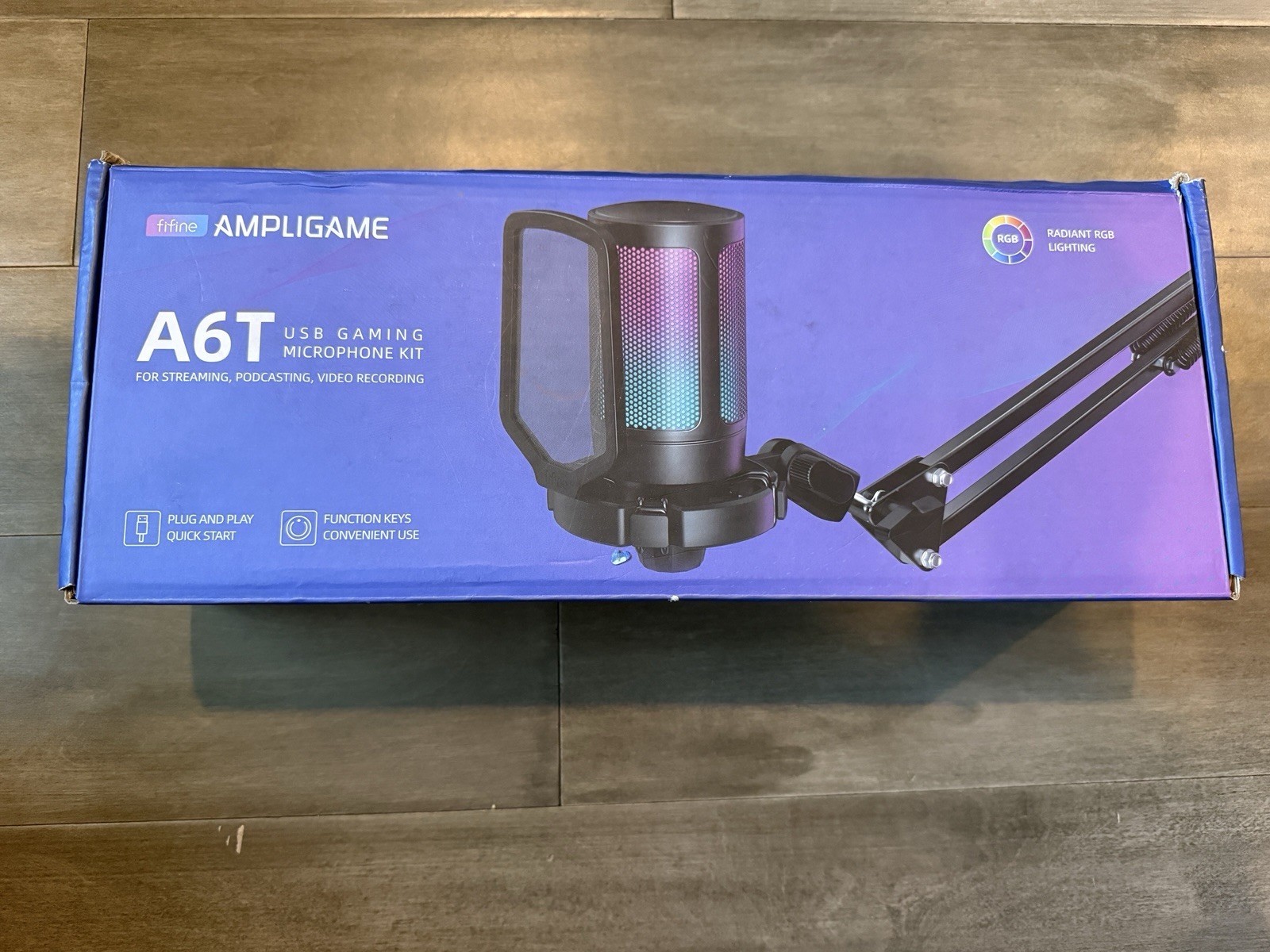 FIFINE Ampligame A6T USB Gaming Microphone Kit – New in Box Streaming Podcast