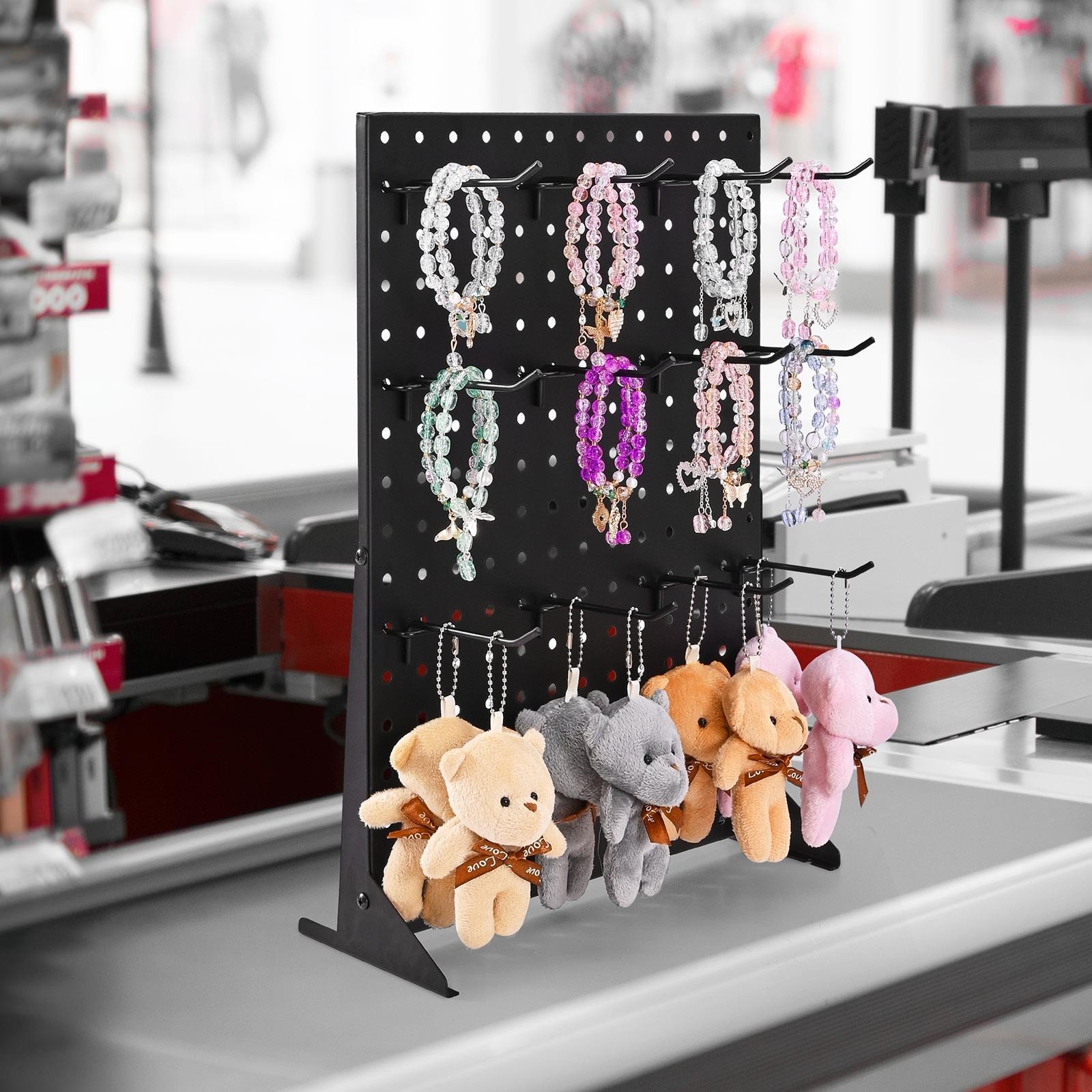 Pegboard Display Stand, 17 x 13 Inch Tabletop Pegboard Display Stand with 30 Hoo