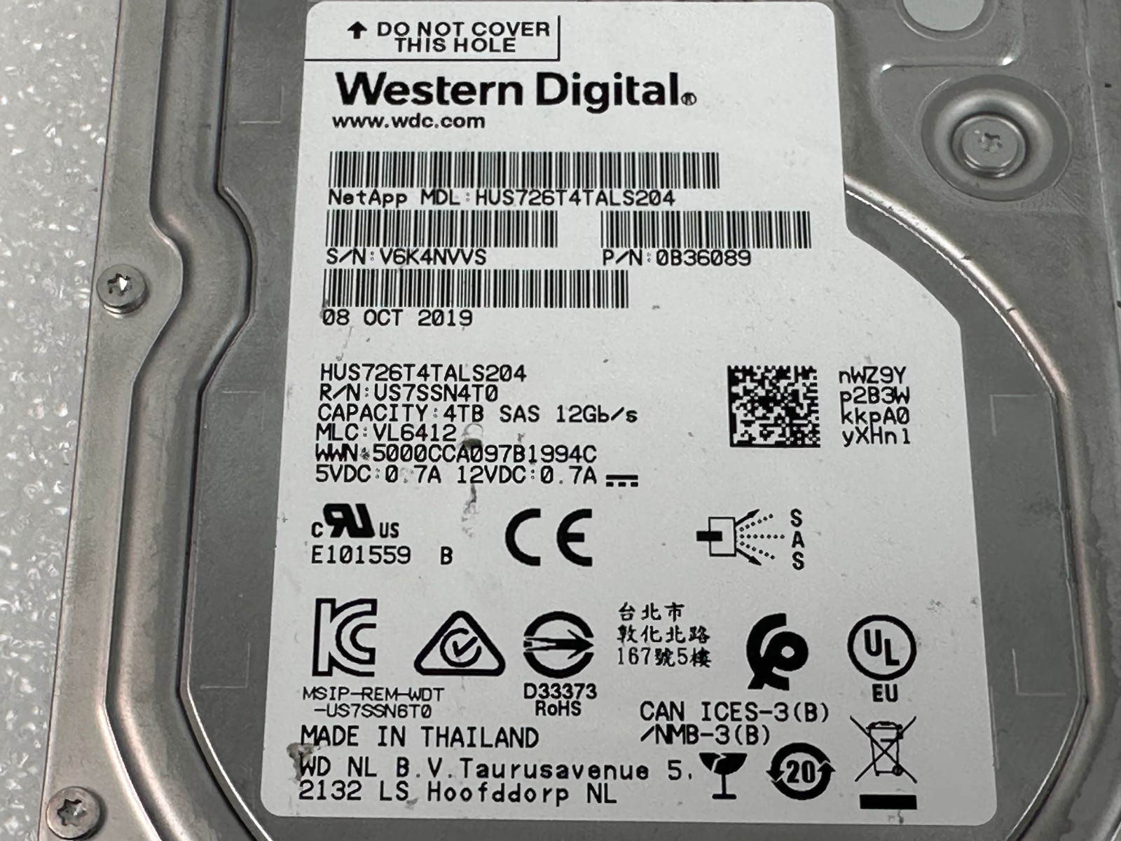 Western Digital HUS726T4TALS204 HDD 4TB SAS 12Gb/s 7.2K 3.5″ FREE SHIPPING 🚚