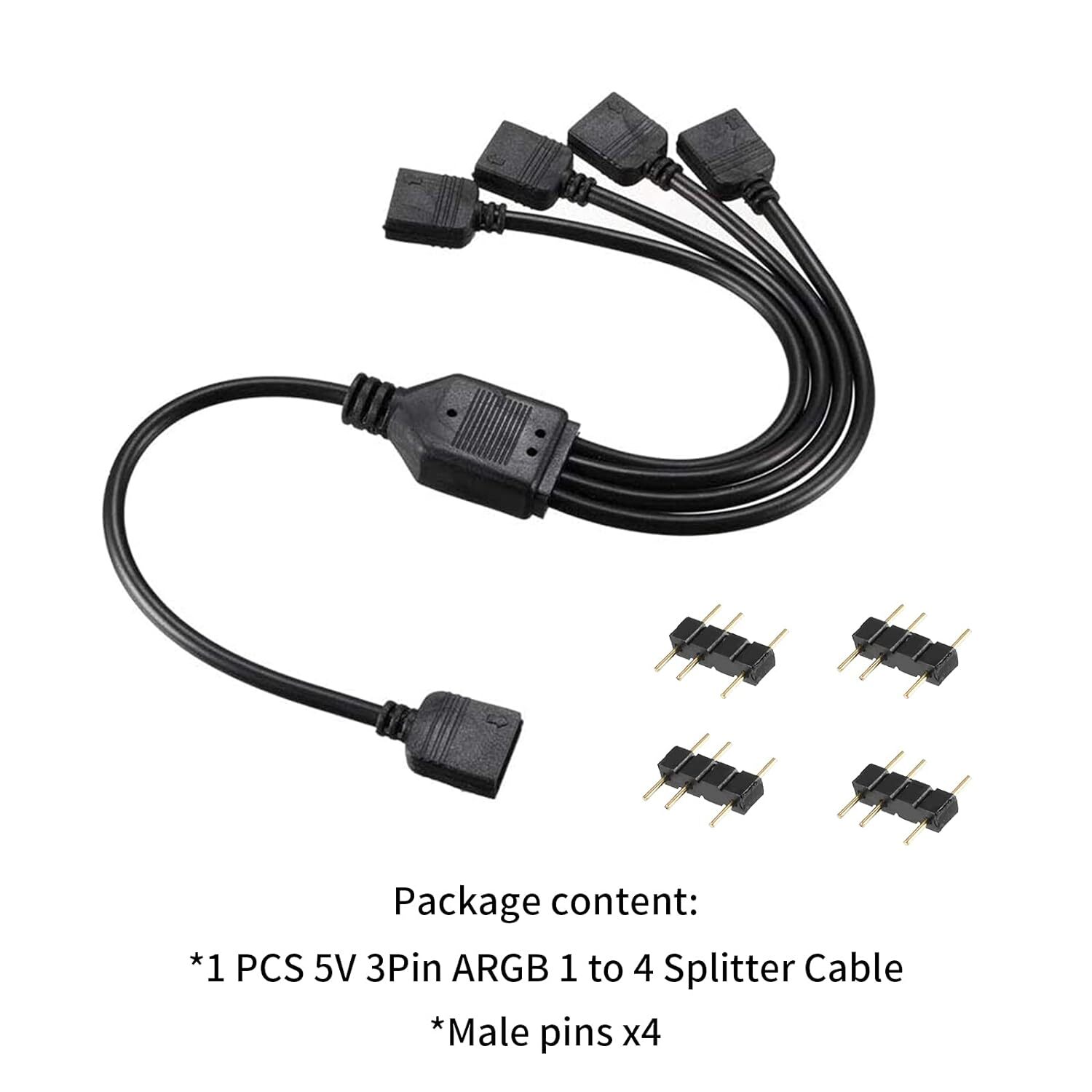5V 3 Pin Argb Splitter 1 To 4 Cable For Rgb Led Strips And Fans