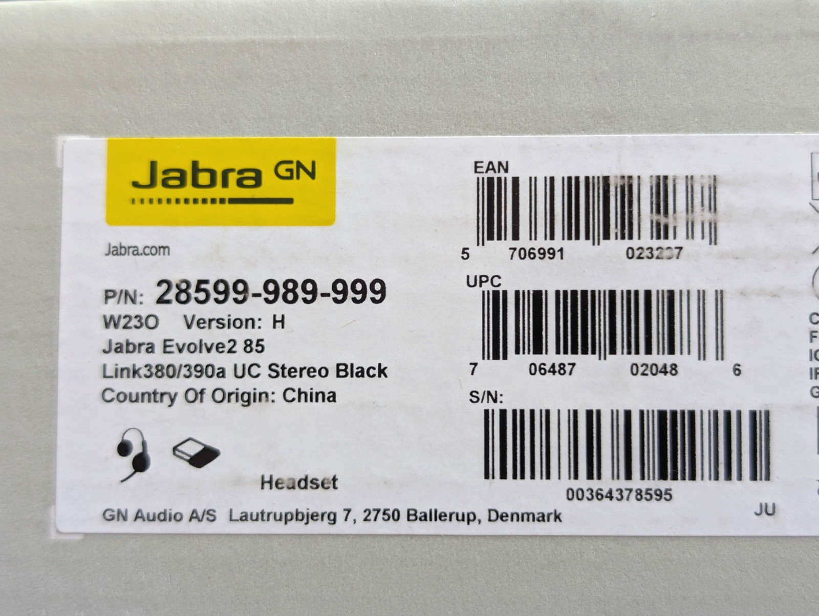 Jabra Evolve2 85 USB-A UC Stereo Stand Black Wireless Headset 28599-989-999