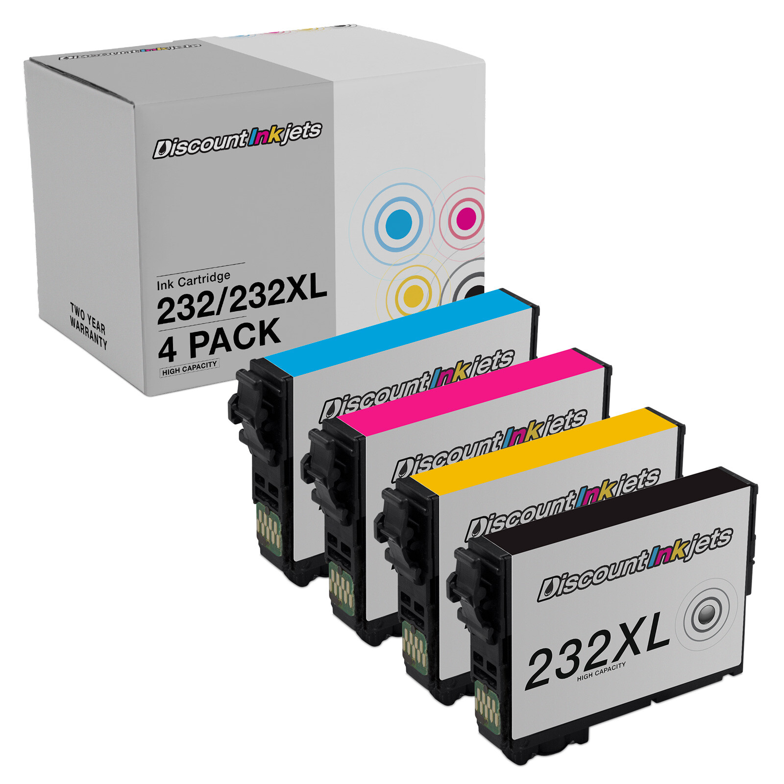 Ink Cartridge Replacements for Epson 232XL 232 HY, SY (Bk, C, M, Y, 4-Pack)
