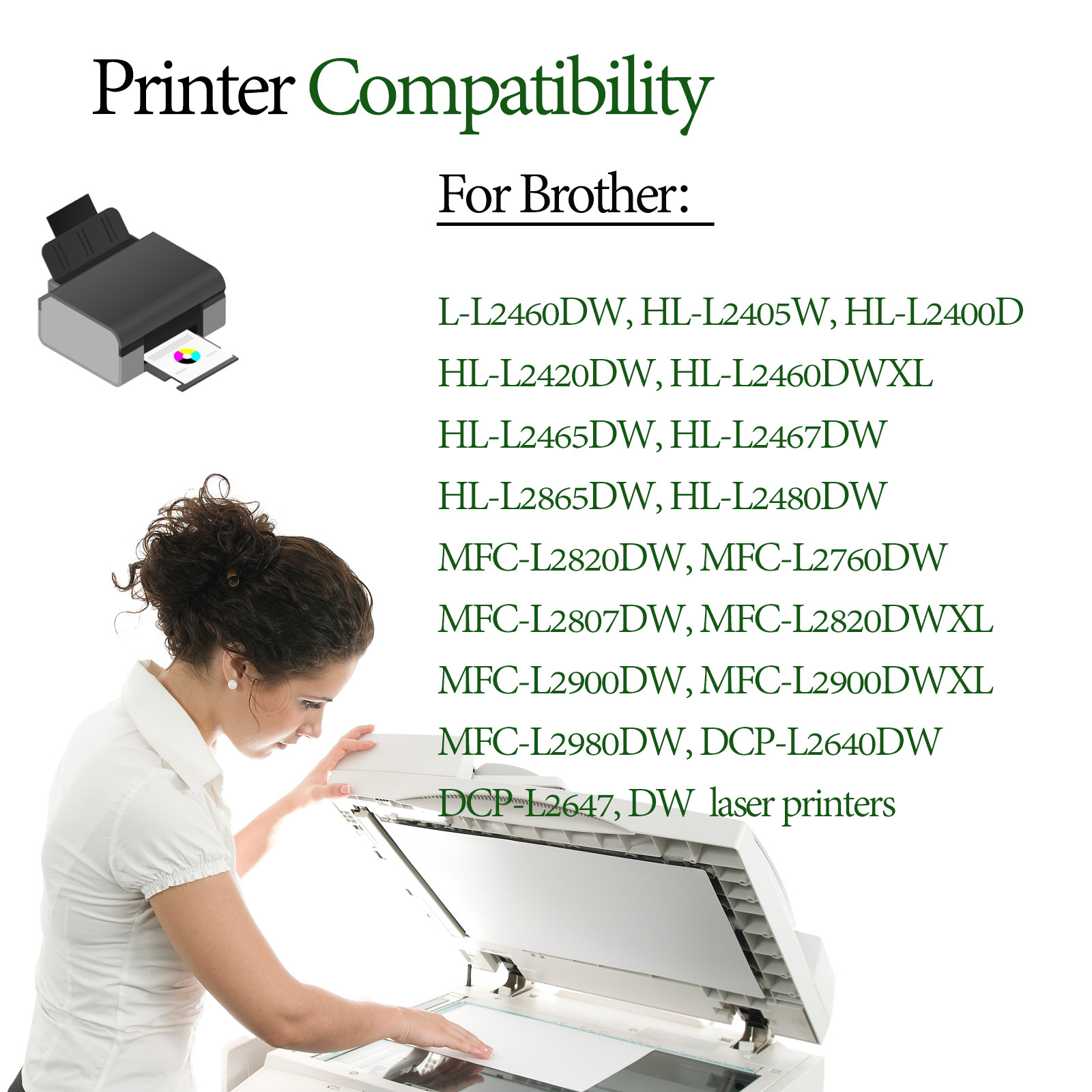 1PK TN830 Toner for Brother TN830XL HL-L2400D DCP-L2647DW MFC-L2807DW MFC-L2820