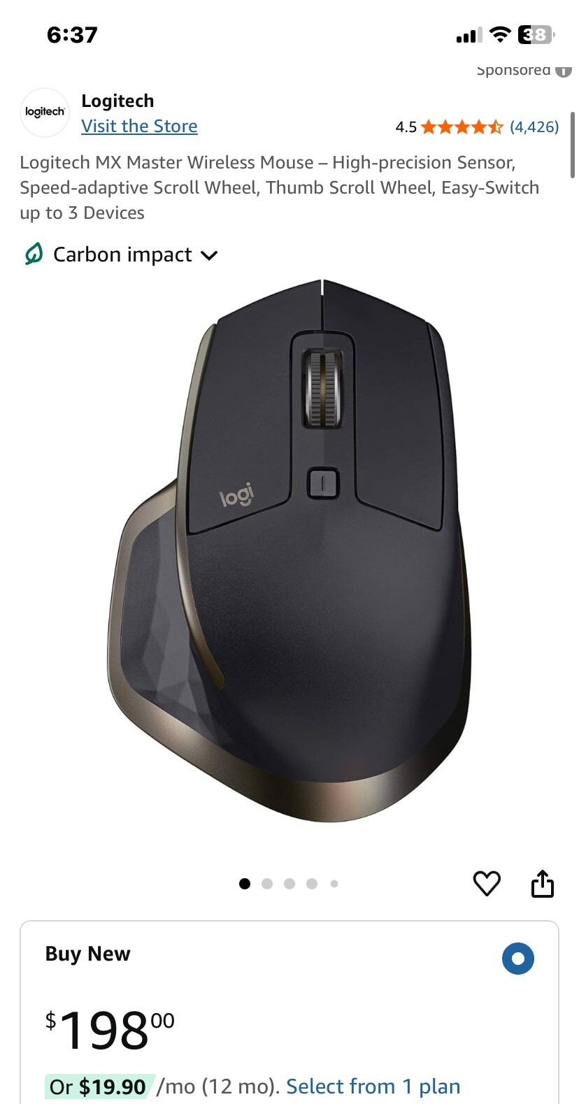 Logitech – MX Master M/N MR0052 Wireless Laser Mouse w/ Ultrafast Scrolling GUC!