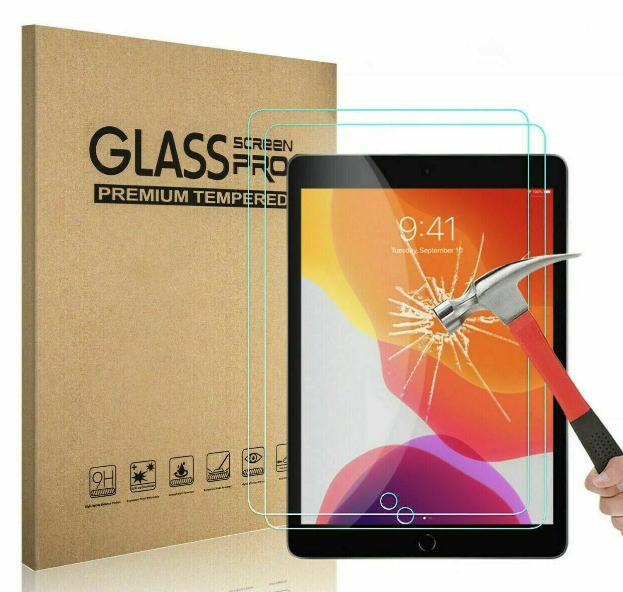 [2-Pack] Tempered GLASS Screen Protector for Apple iPad 9th/8th Generation 10.2″