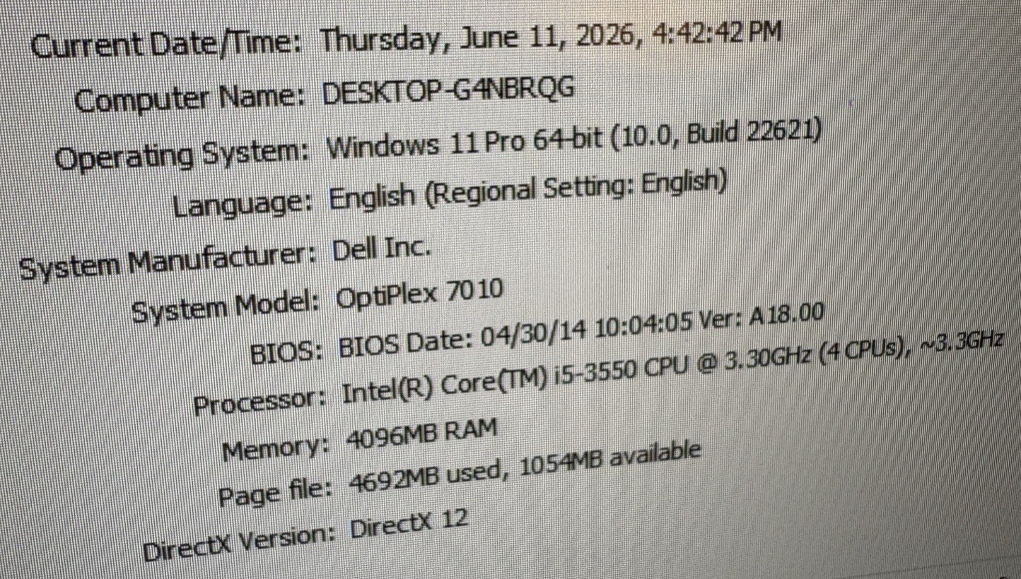 Dell Optiplex 7010 Desktop PC- Windows 11 Pro, 128GB SSD + 500GB HDD, etc