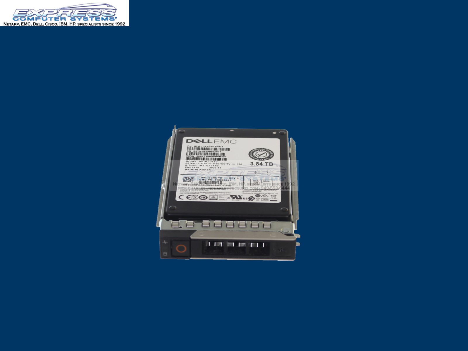 100% HEALTH – Dell CRNPH 3.84TB 12Gb SAS RI 2.5 SSD PM1643A R650 R750 R760 R660