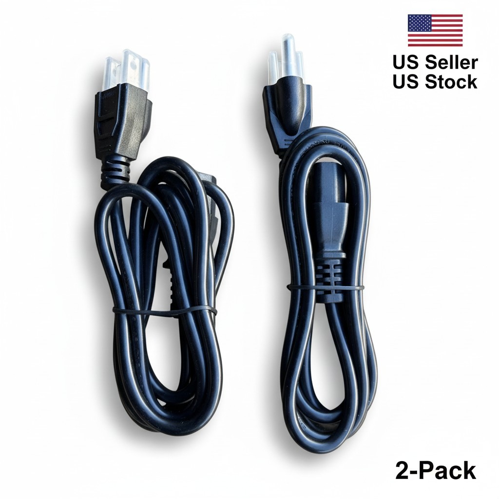 2-PACK 3 Prong AC Power Cord Standard Electrical Cable Universal 5FT US SELLER