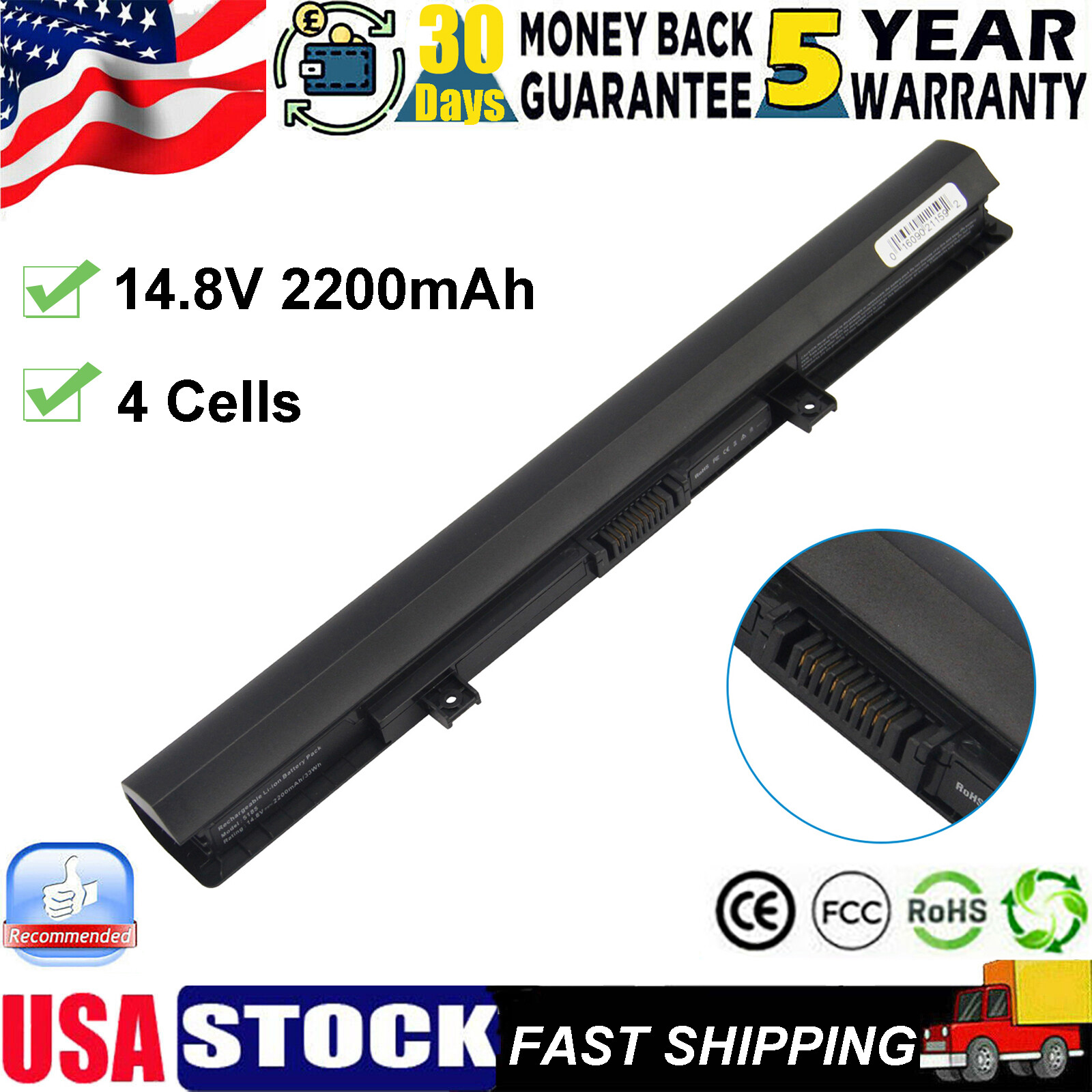 PA5185U-1BRS Battery for Toshiba Satellite C55D C55T C55-B5299 C55-B5202 15.6″