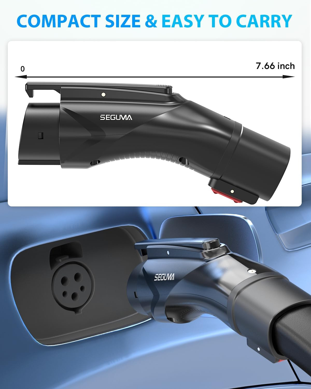 EV Charging Adapter for Tesla to J1772, up to 60Amp with Safety Lock, IP65, Port