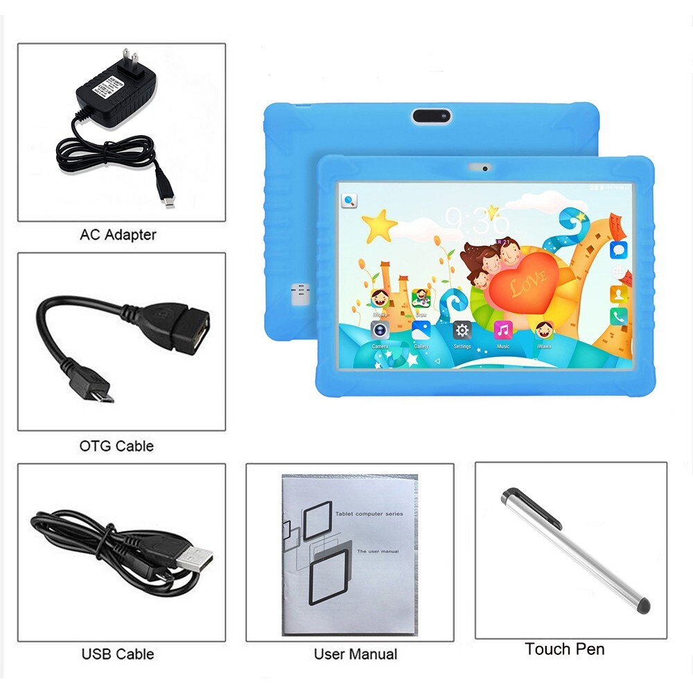 10 inch Kids Tablet PC Android 9 Deca Core Dual Cameras WiFi Bundle Case 64GB