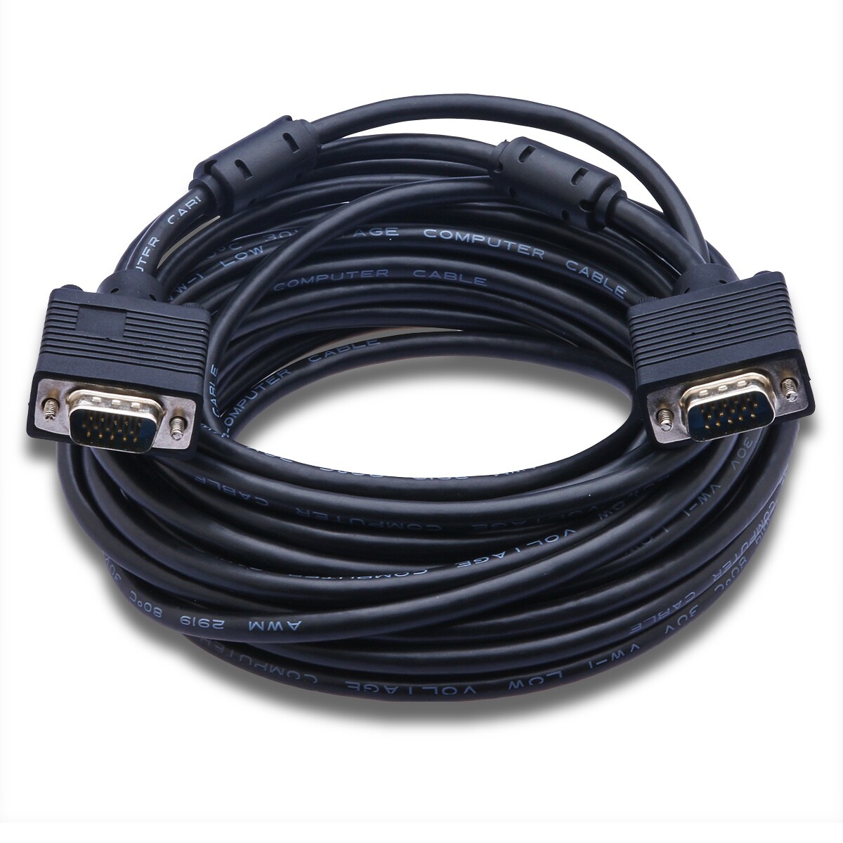 30ft VGA SVGA D-Sub Male to Male Monitor Cable for PC TV Projector LCD M/M 15pin