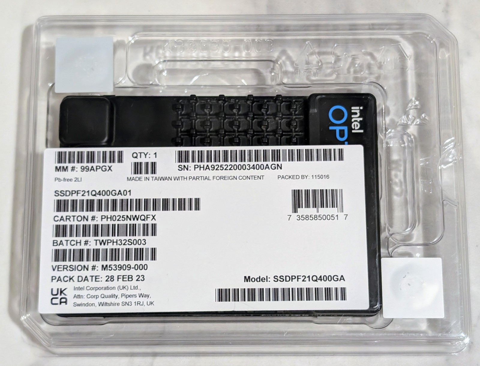 Rare P5810X Intel Optane DC 400GB U.2 2.5” SSD Revision of P5800X