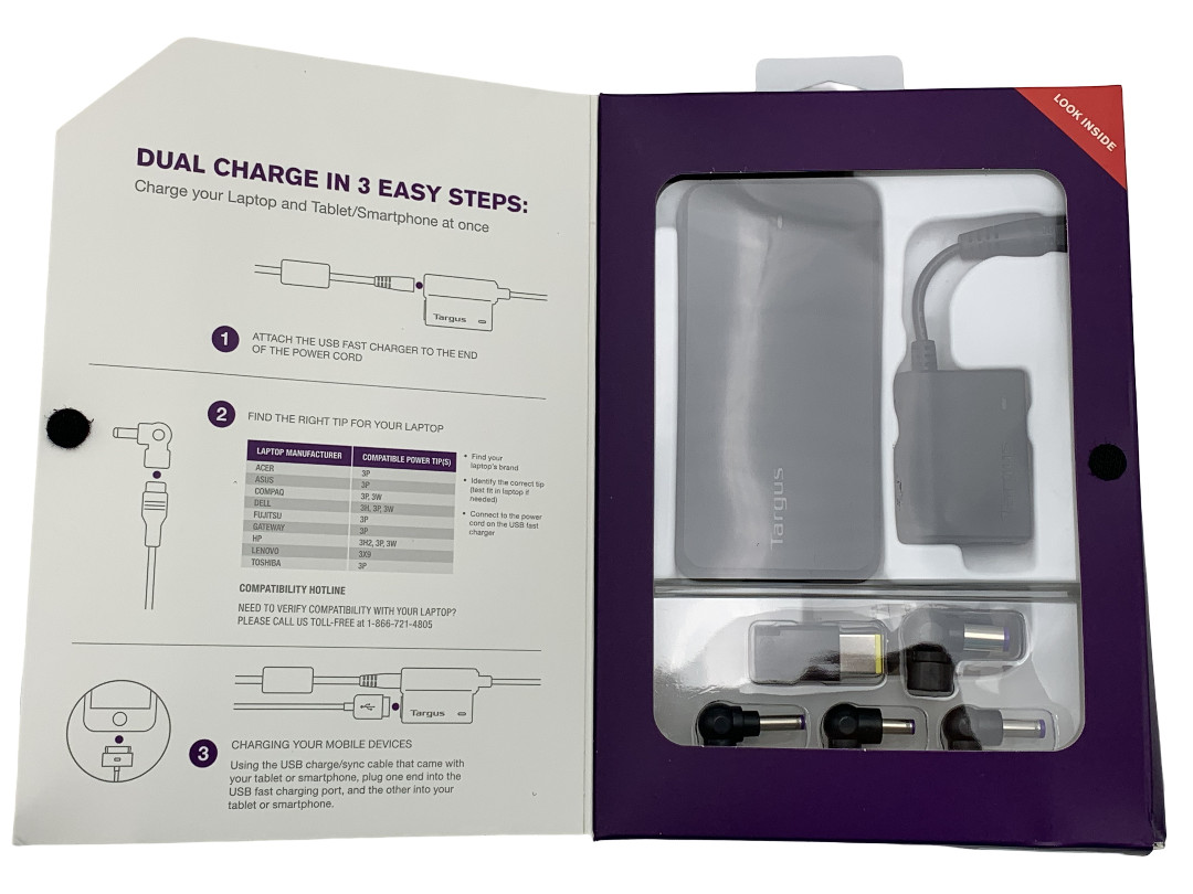 Targus APA32US Laptop Charger with USB Fast Charging Port NEW IN BOX!