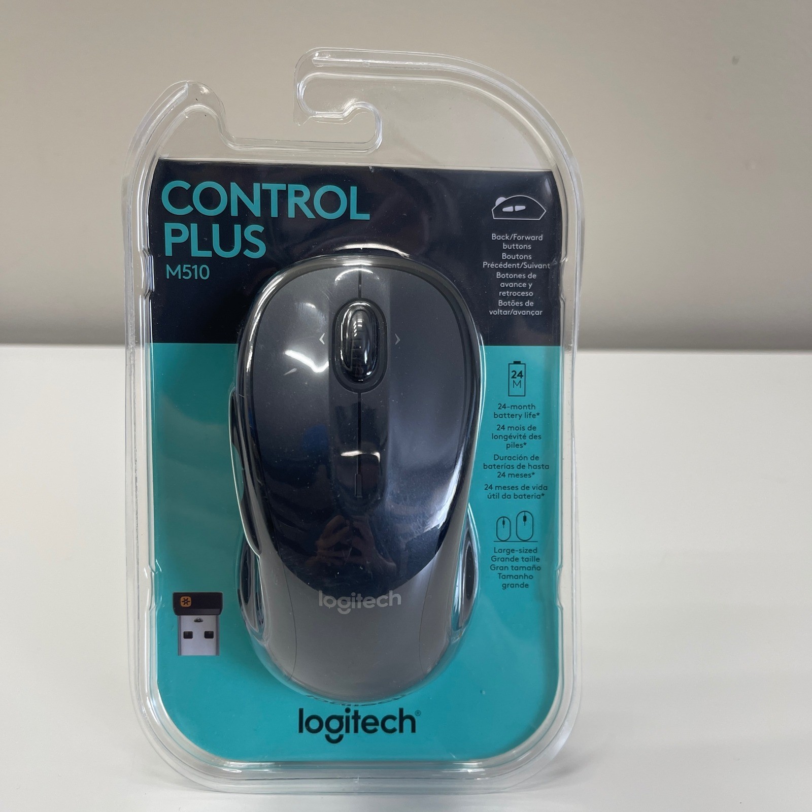 Logitech M510 Wireless Mouse Control Plus Graphite Gray 910-001822 NEW