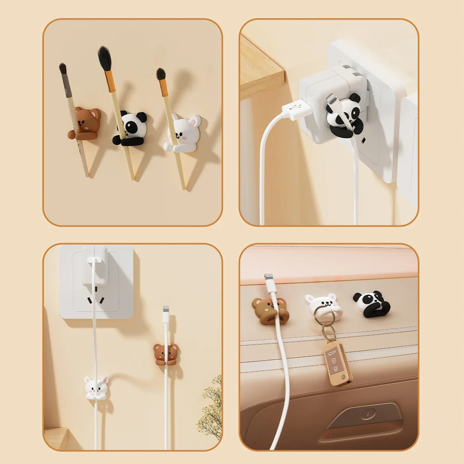 2-3 pcs Cute Cable Clips Organizer Self Adhesive Desk Wire Holder