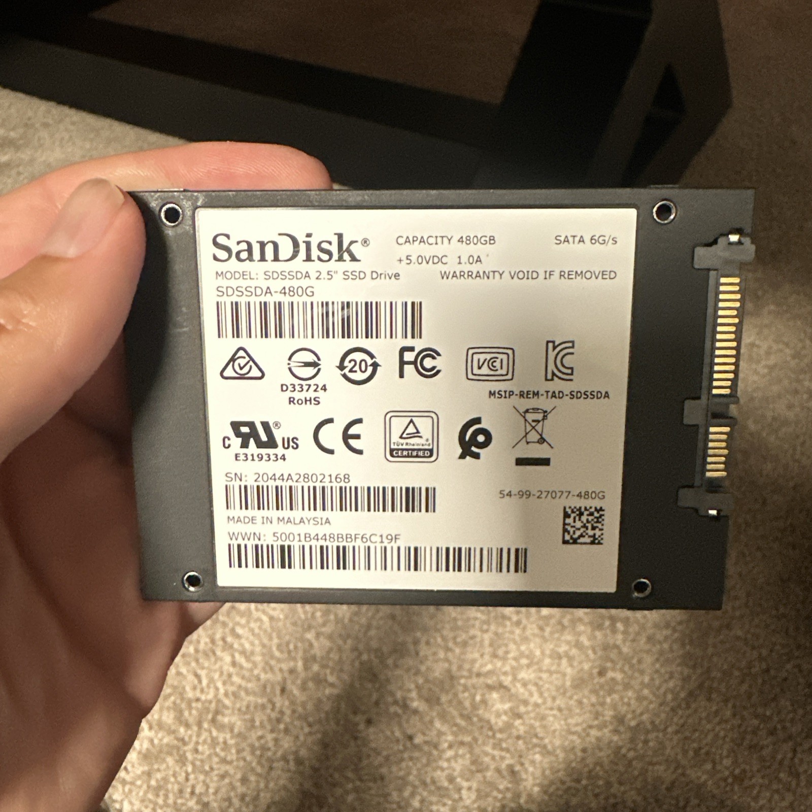 SanDisk SSD Plus 480GB 2.5” SATA III 6G/s Internal SSD SDSSDA-480G