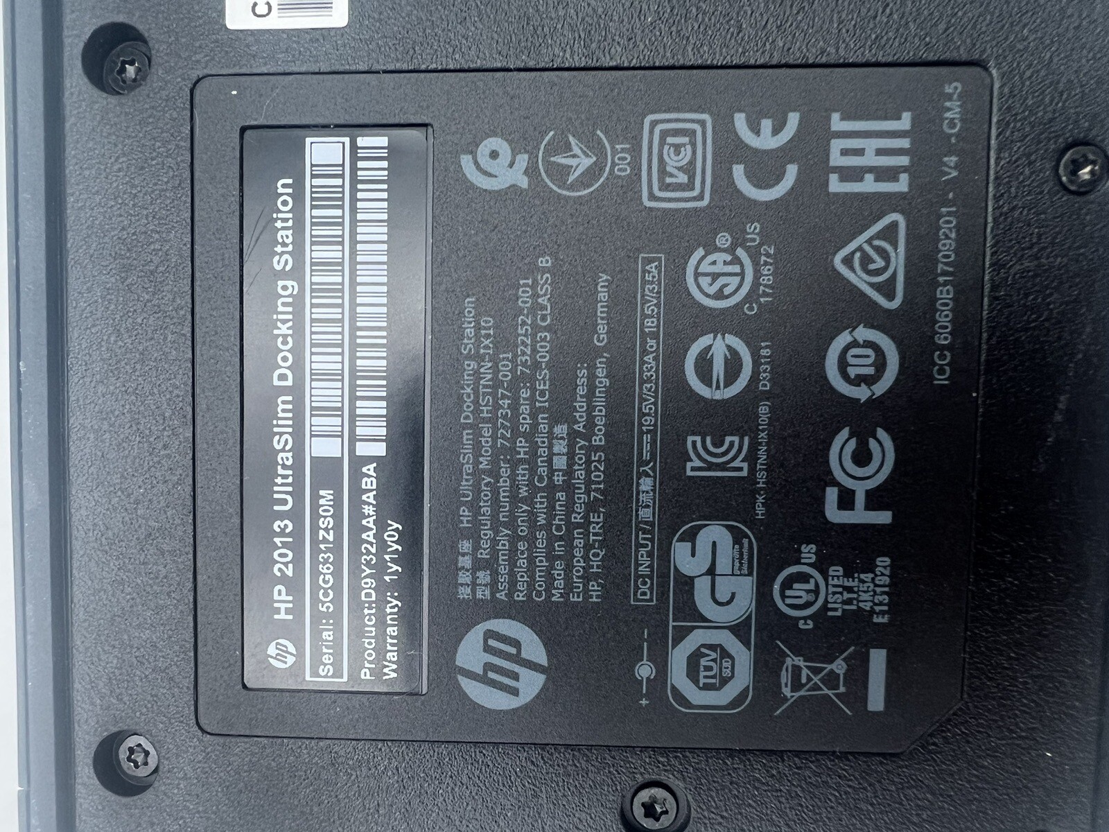 HP UltraSlim 2013 Docking Station w/ Genuine HP No Power Cable Clean Works