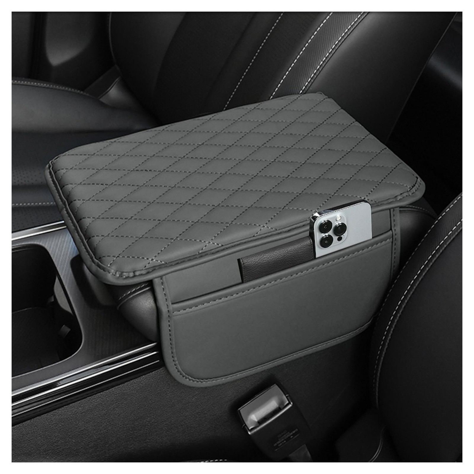 Stacool Upgraded Center Console Cover, Microfiber 12.13*7.80*0.79 inch, Gray