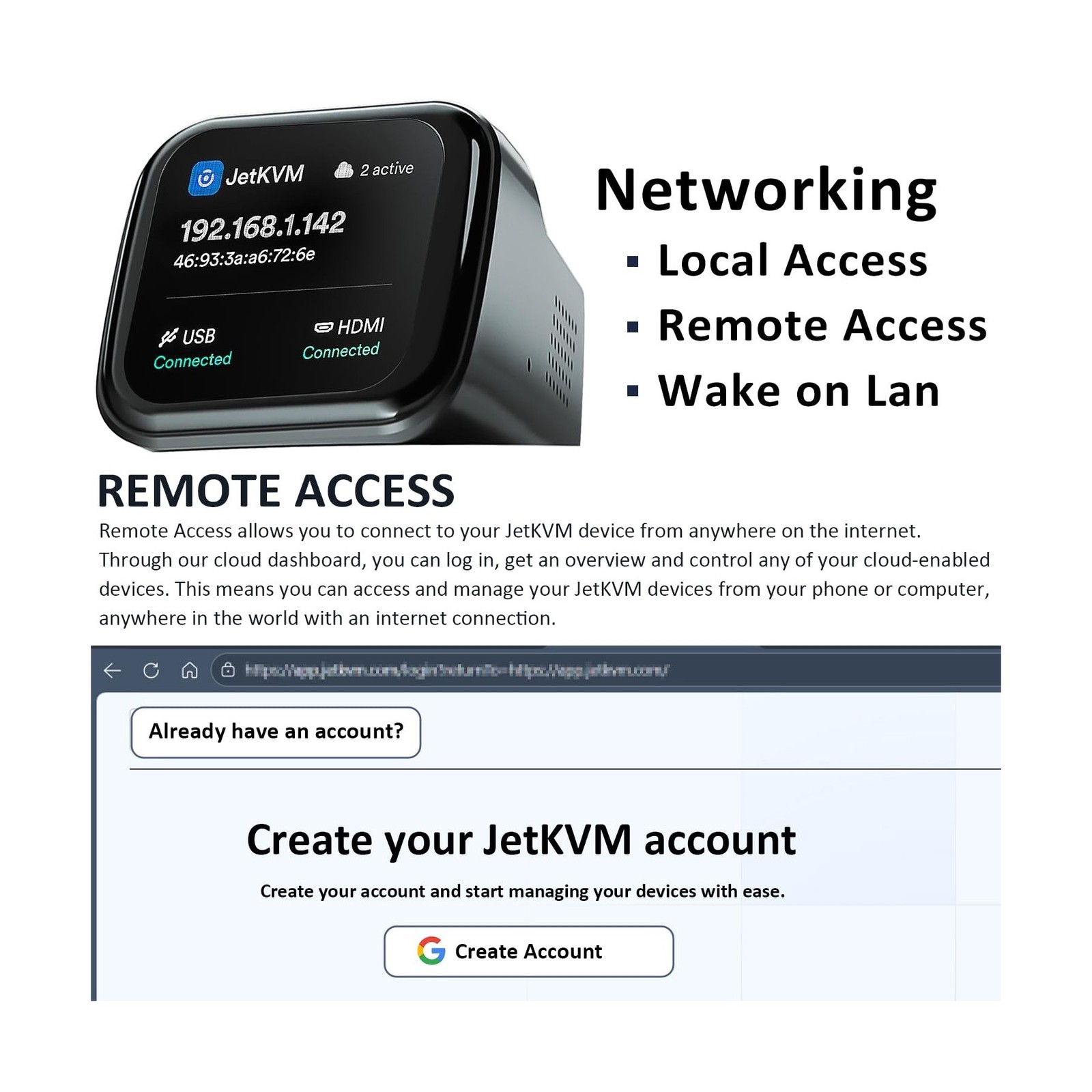 JetKVM IP KVM PC Remote Control, Jet KVM Over IP Internet Open-Source with To…