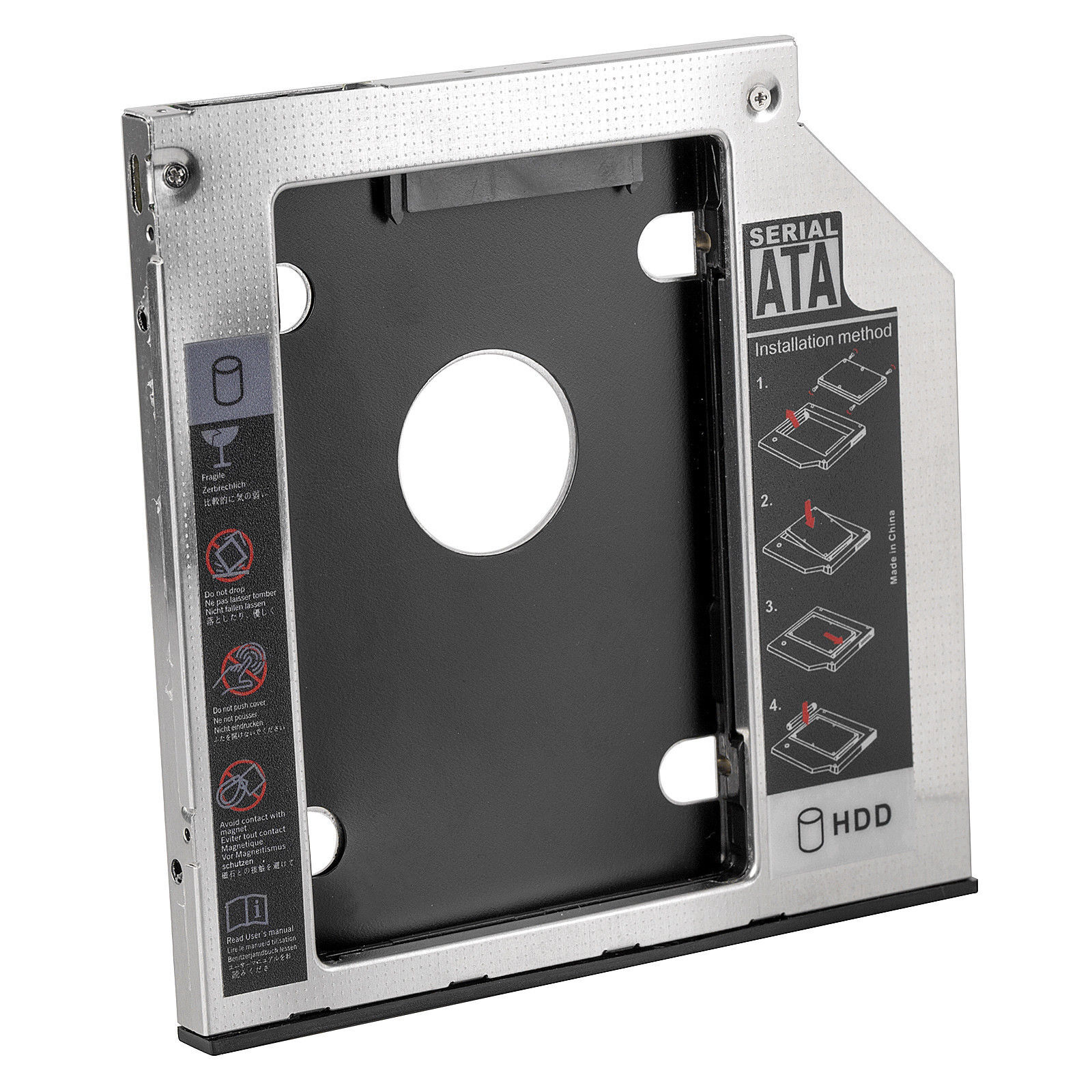 12.7mm HDD Caddy 2.5in SATA SSD Case for Laptop Second Hard Drive Internal Tray