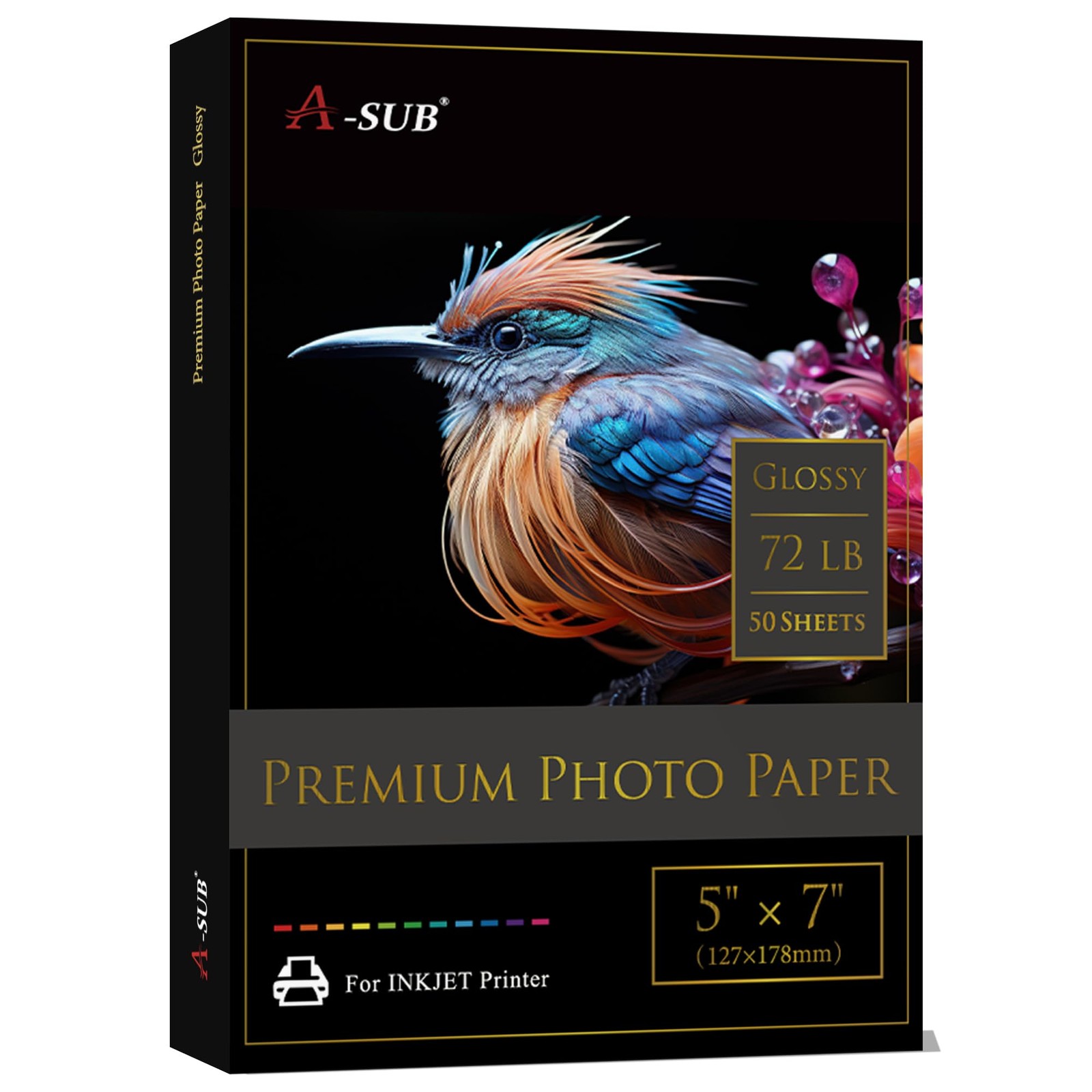 Premium High Glossy Single Sided Photo Paper For Inkjet 5×7 Inch 72lb 50 PCS