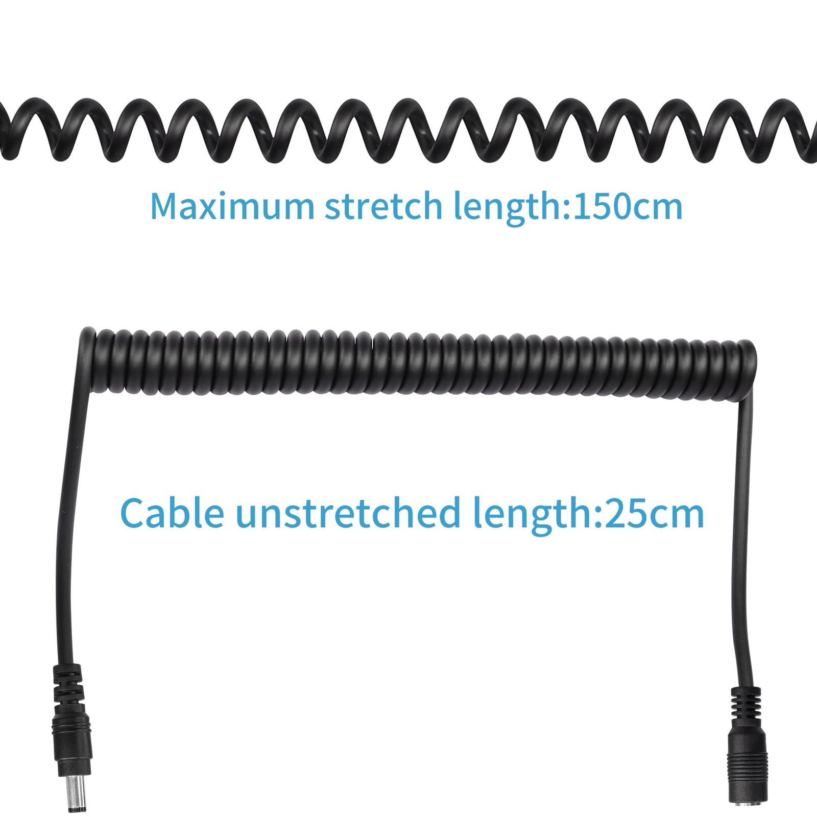 RIIEYOCA DC 5.5mm x 2.1mm Male to Female Plug Power Coiled Cable，DC 5.5 x 2.1…