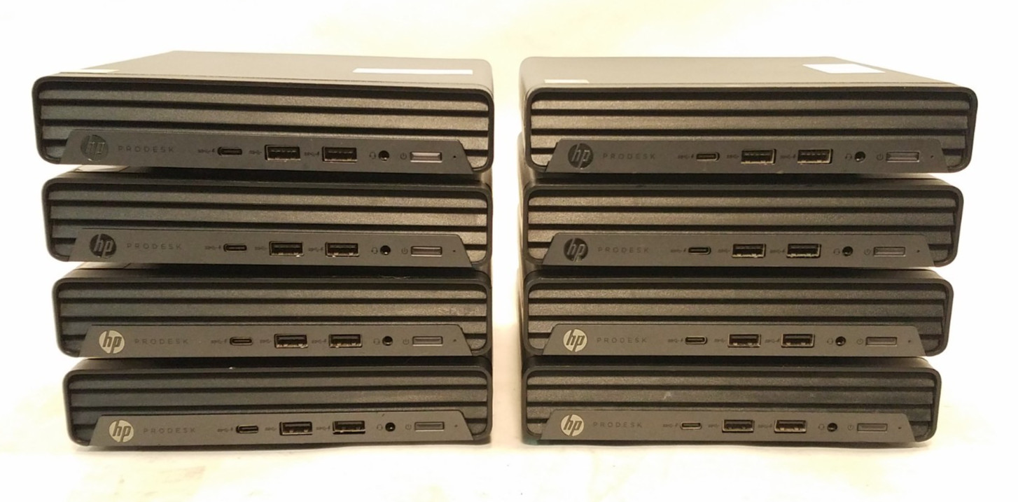 HP ProDesk 400 G6 Mini, Gold G6400@3.4GHz, 8GB RAM, No HDD/OS/AC, Lot of 8